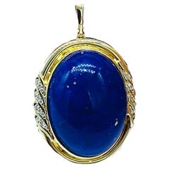 Lapis Lazuli Diamond Pendant Enhancer 24.6 Grams 14 karat Yellow Gold