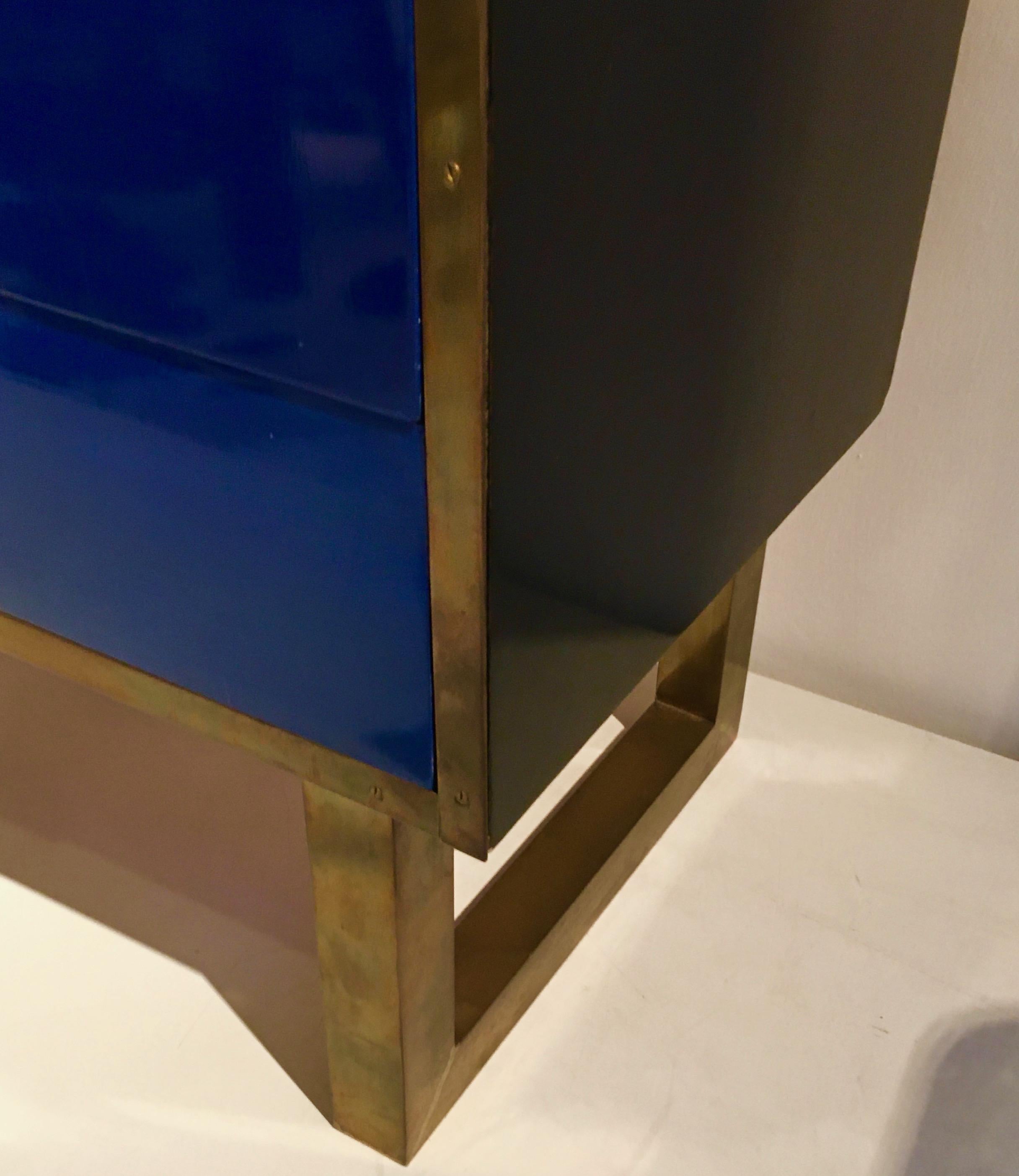Late 20th Century Lapis Lazuli and Black Lacquer Chest of Drawers by Jansen, France 1975