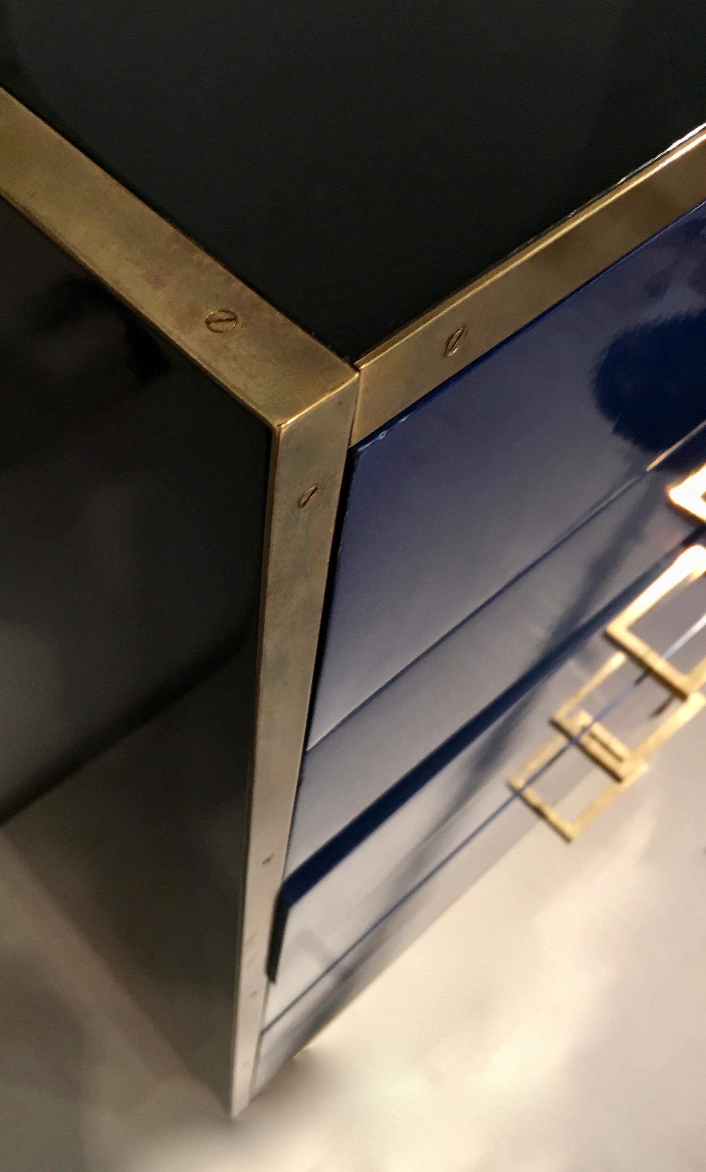 Lapis Lazuli and Black Lacquer Chest of Drawers by Jansen, France 1975 2