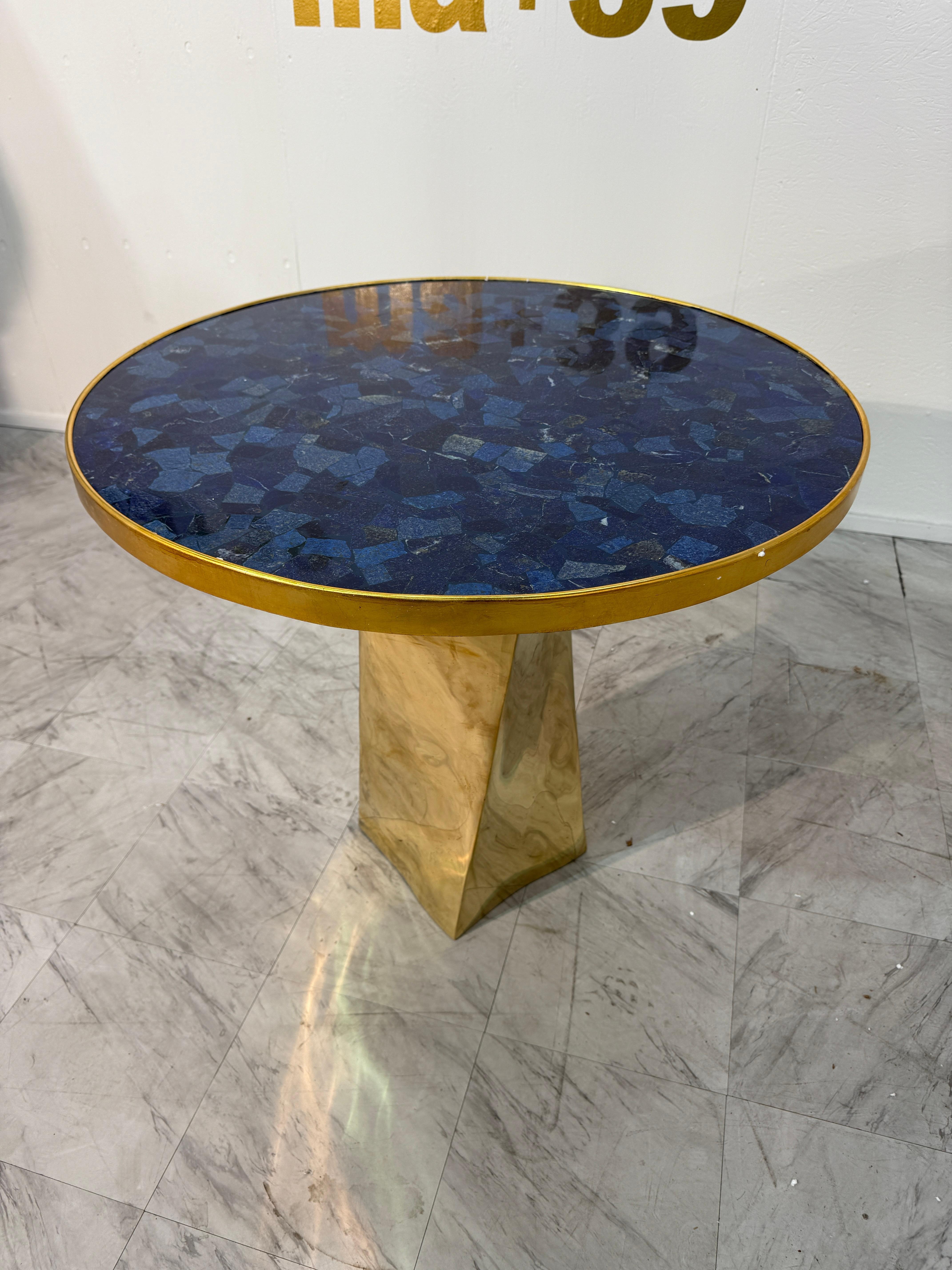 Lapislazuli und bronze Sockeltisch von Fonderia Artistica Ruocco im Angebot 1