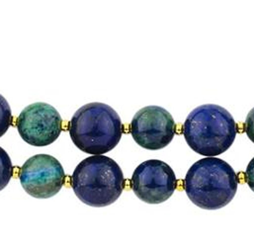 Women's Gemjunky Elegant Double Strand Lapis Lazuli and Chrysocolla Unique Necklace