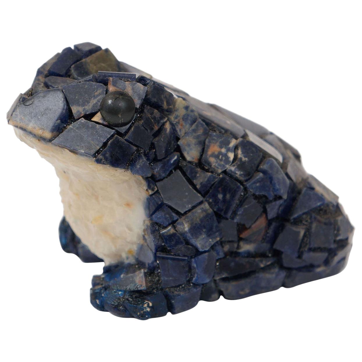 Lapis Lazuli and Crystal Mosaic Frog For Sale