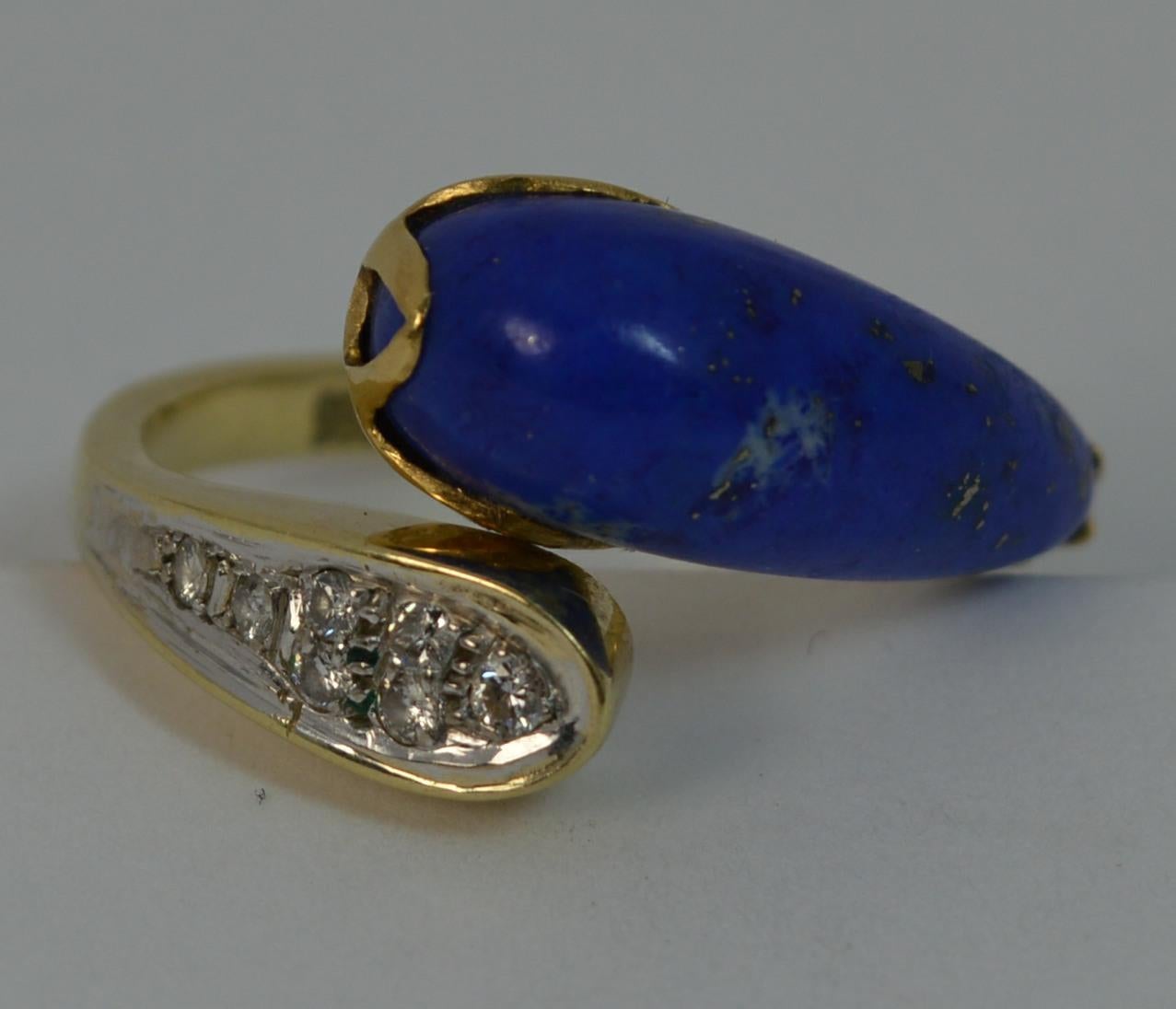 Lapis Lazuli and Diamond 14 Carat Gold Twist Ring 6