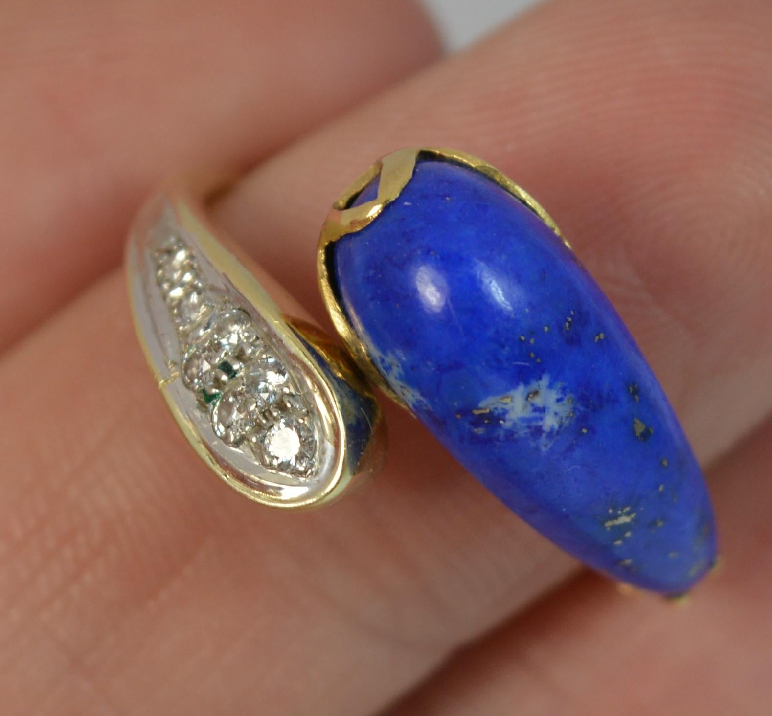Art Deco Lapis Lazuli and Diamond 14 Carat Gold Twist Ring