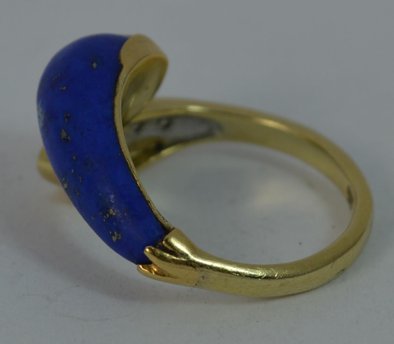 Lapis Lazuli and Diamond 14 Carat Gold Twist Ring 1