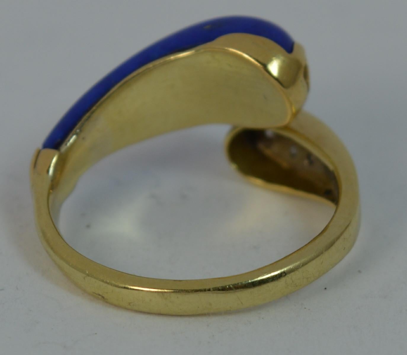 Lapis Lazuli and Diamond 14 Carat Gold Twist Ring 2