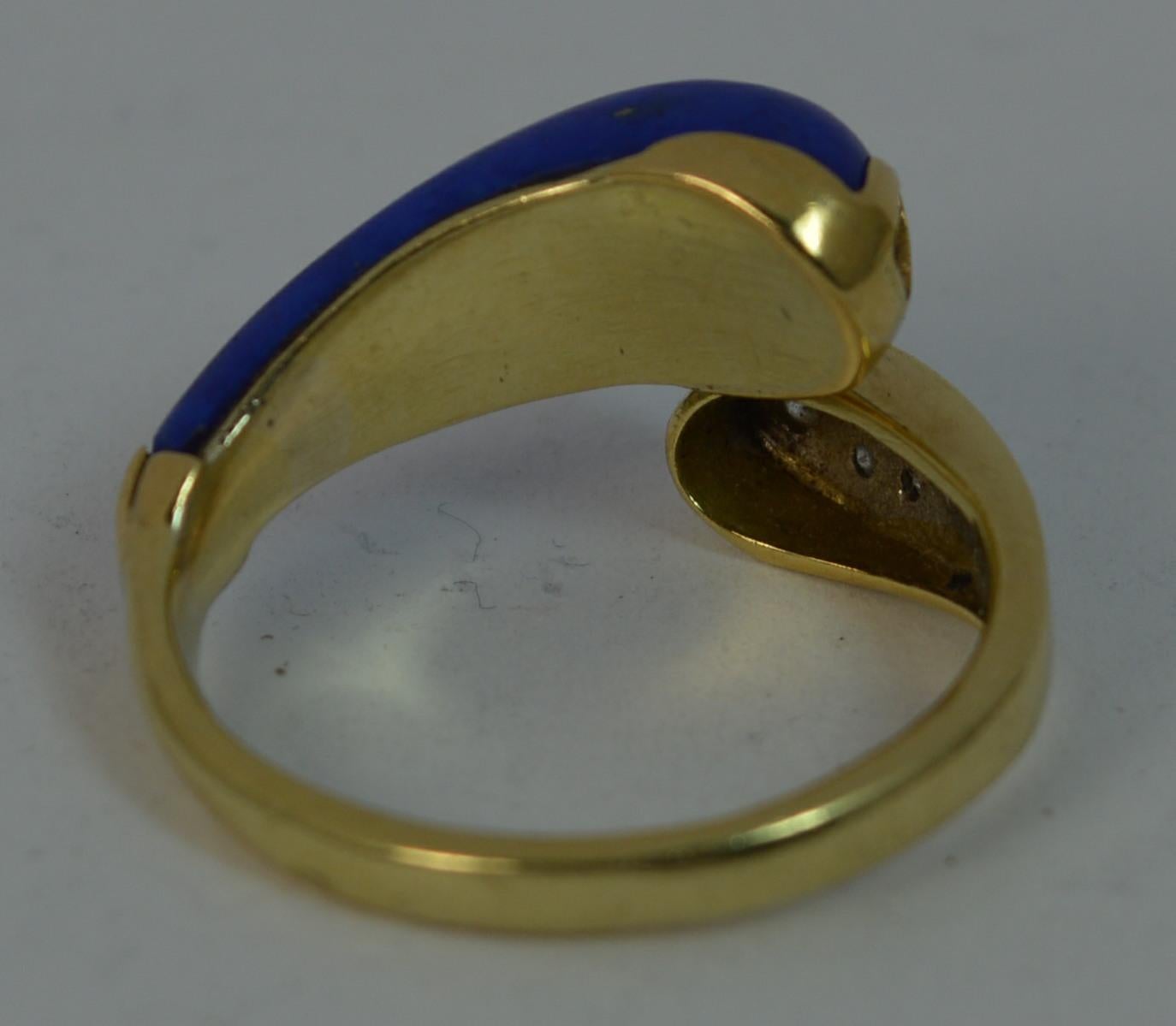 Lapis Lazuli and Diamond 14 Carat Gold Twist Ring 3