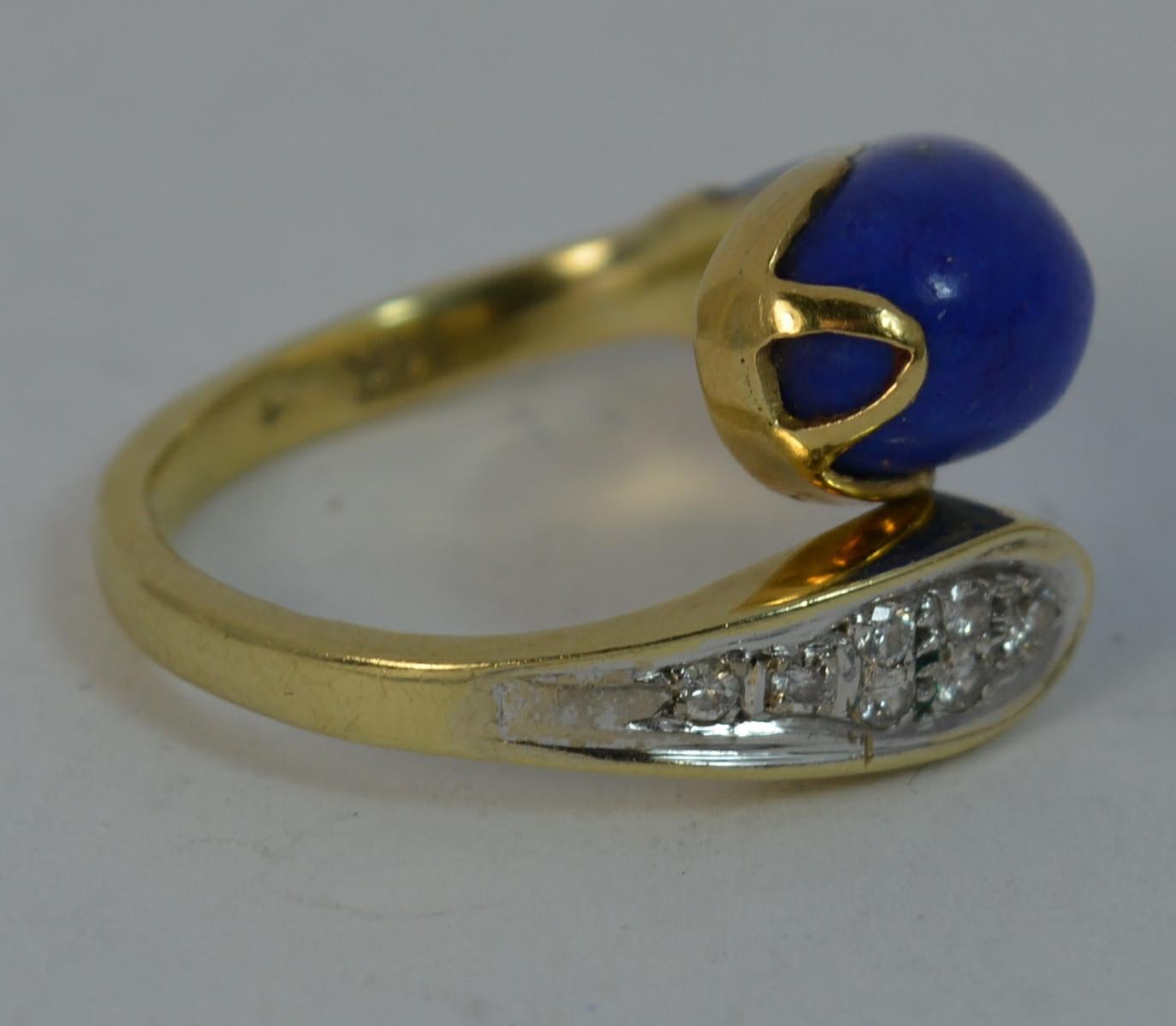 Lapis Lazuli and Diamond 14 Carat Gold Twist Ring 4