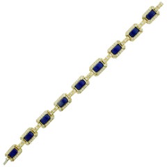Lapis Lazuli and Diamond Bracelet in 18 Karat Yellow Gold