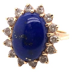 Lapis Lazuli and Diamond Halo Ring
