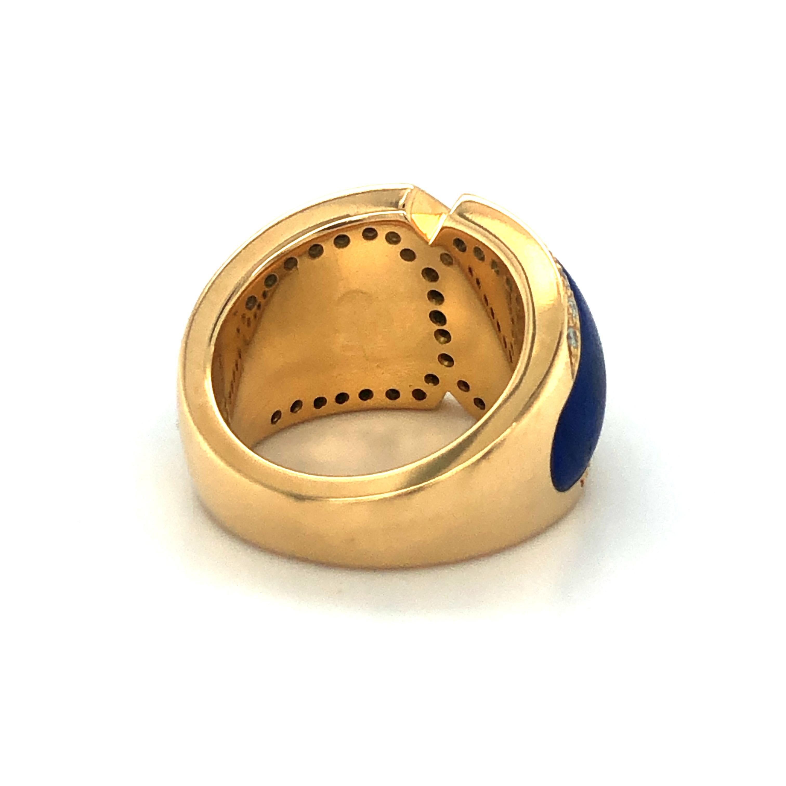 Lapis Lazuli and Diamond Ring by Péclard in 18 Karat Yellow Gold 3