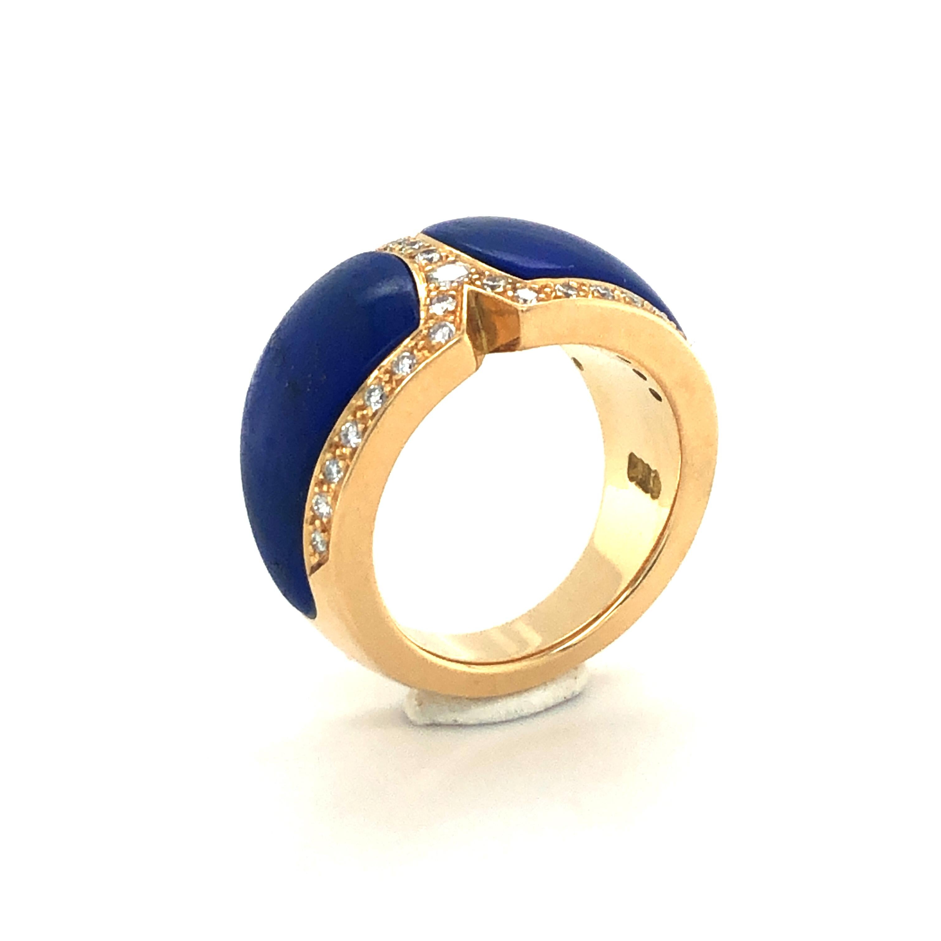 Lapis Lazuli and Diamond Ring by Péclard in 18 Karat Yellow Gold 1