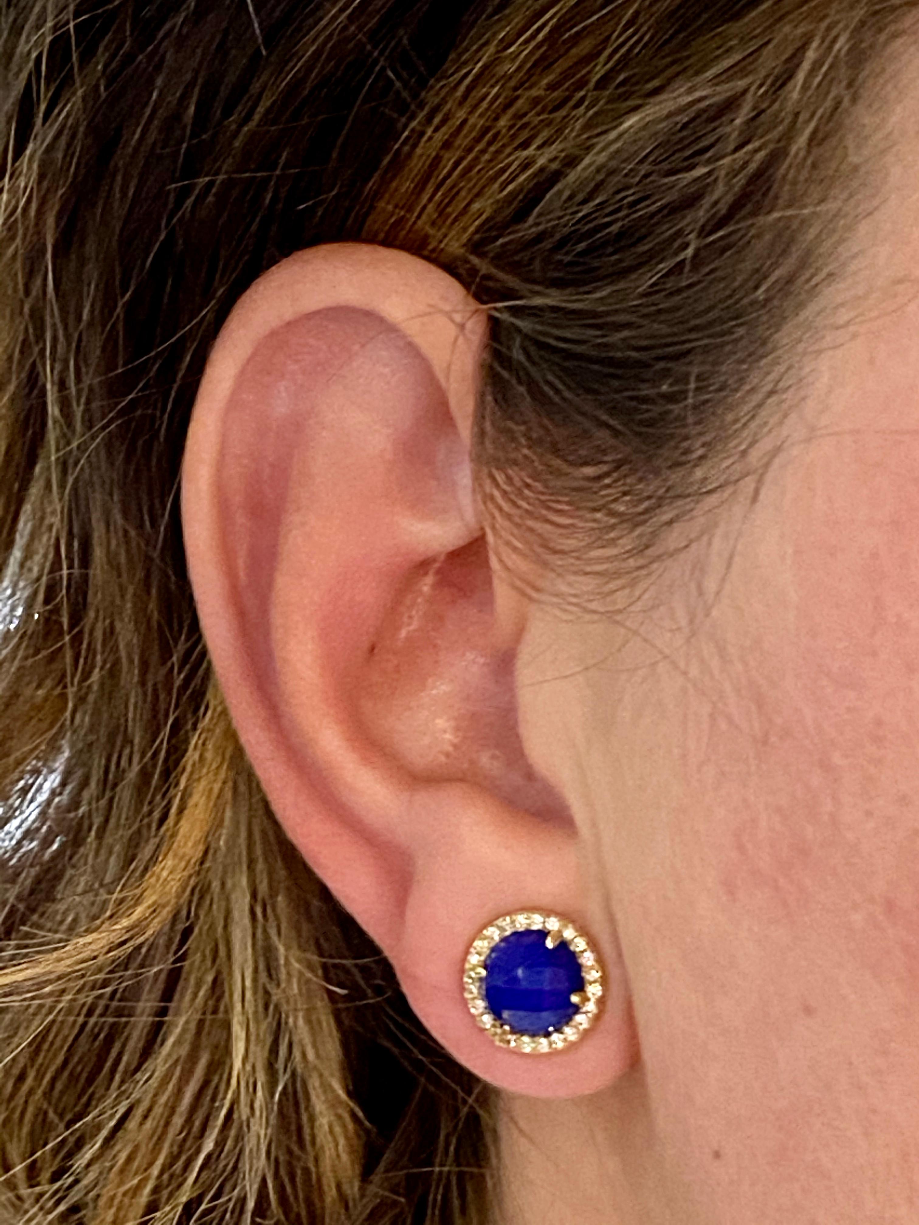 Artist Lapis Lazuli and Diamond Stud Earrings