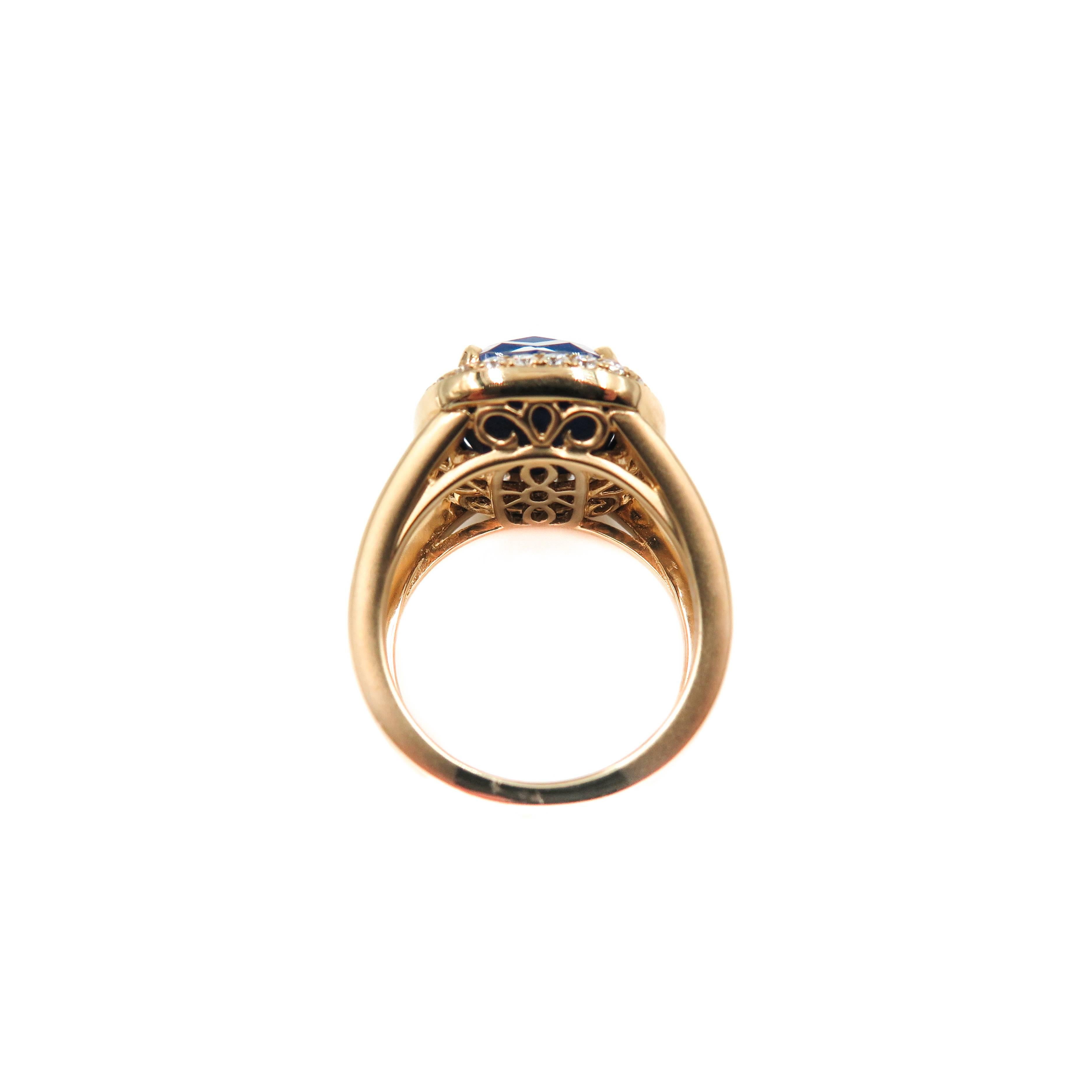 Lapis Lazuli and Diamond Yellow Gold Ring 1