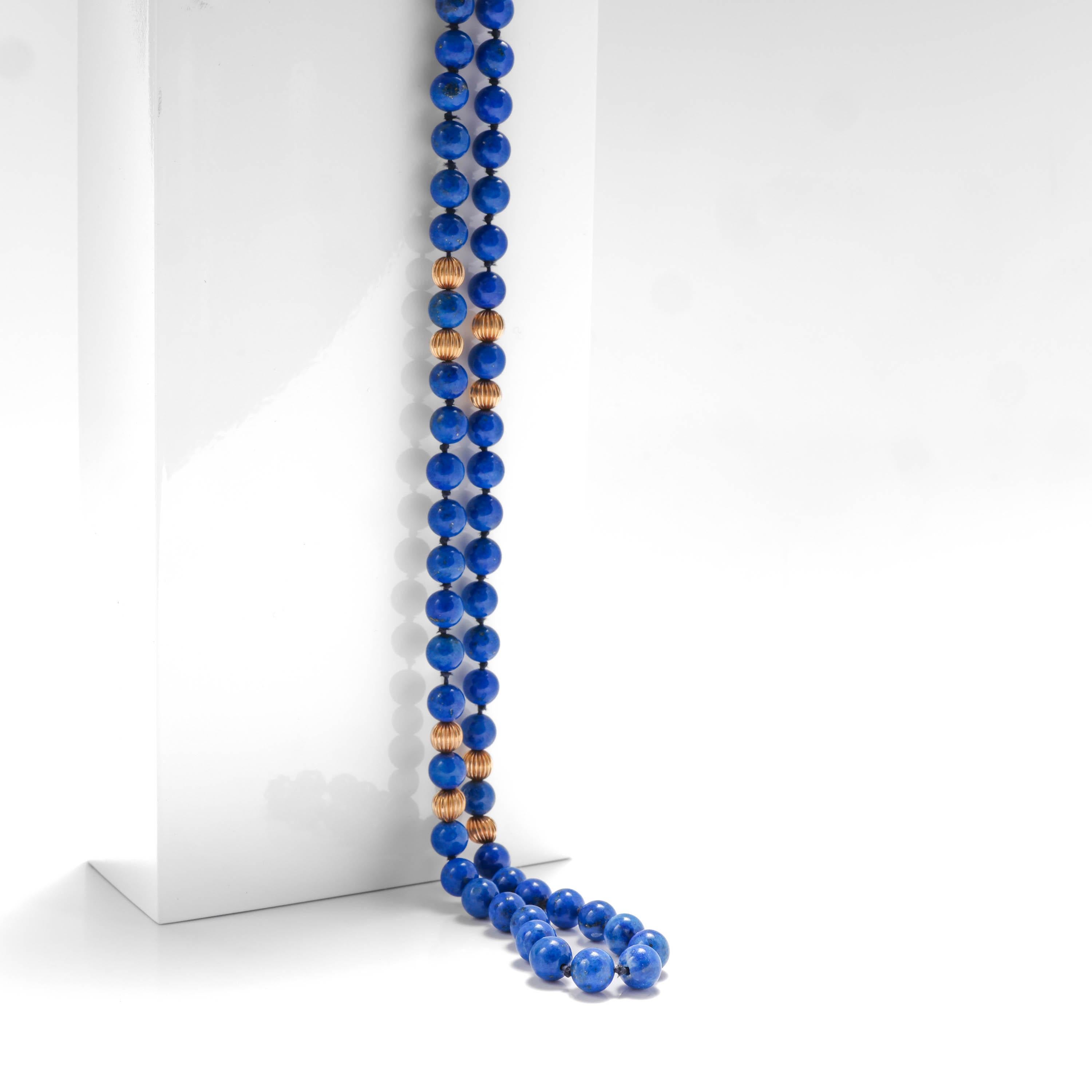 Artisan Lapis Lazuli and Gold Bead Necklace 31