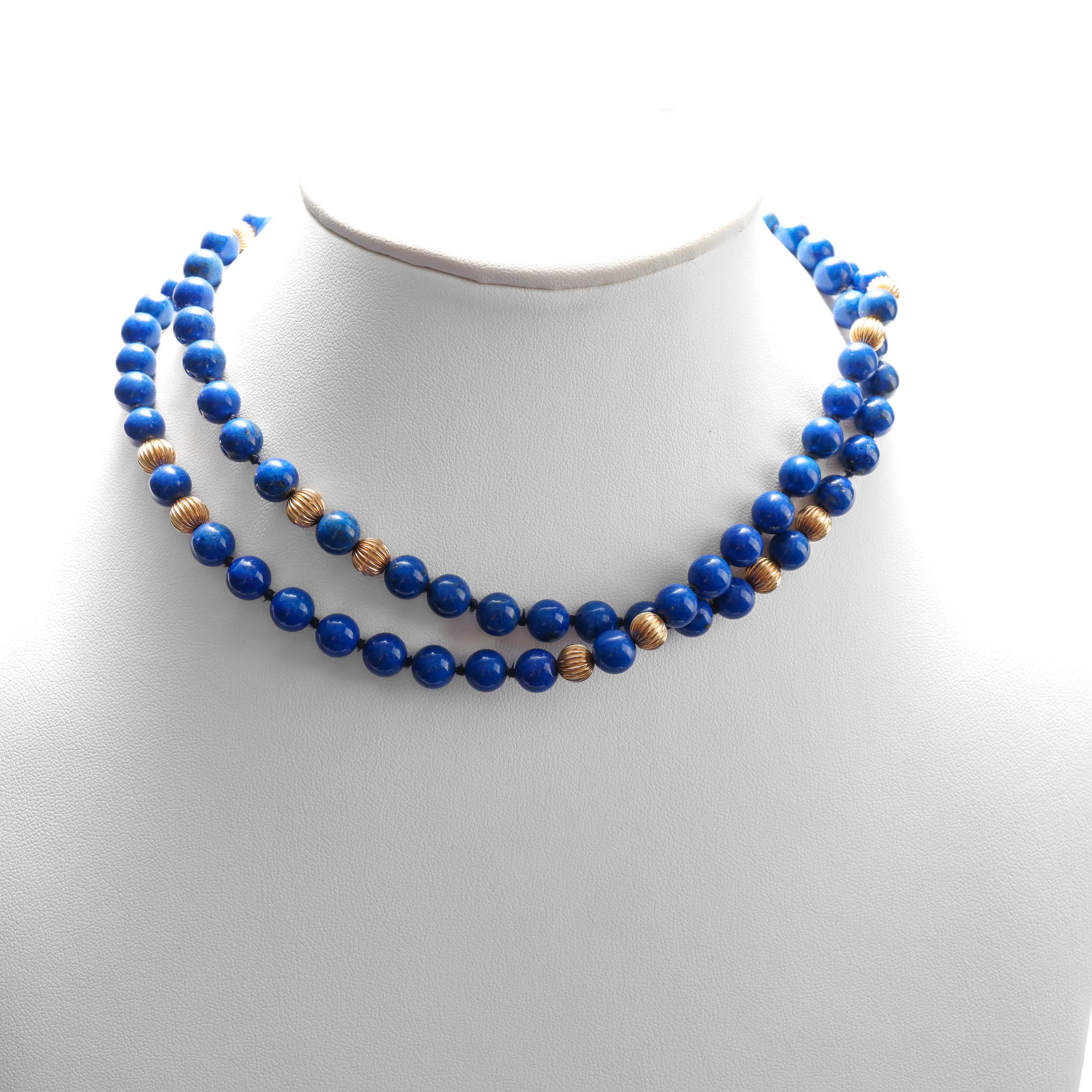 Lapis Lazuli and Gold Bead Necklace 31