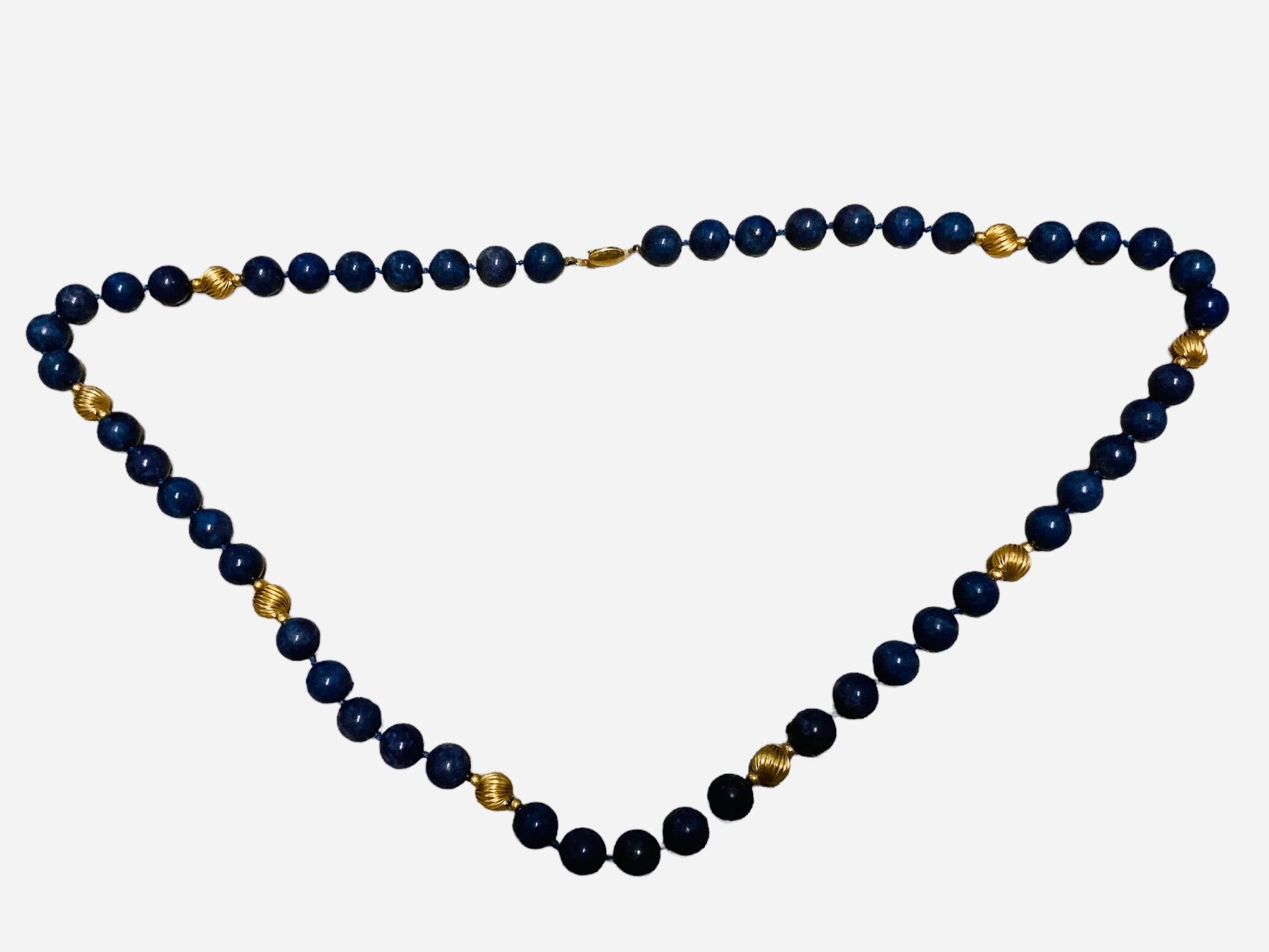 Lapis Lazuli And Gold Beads Necklace  For Sale 7