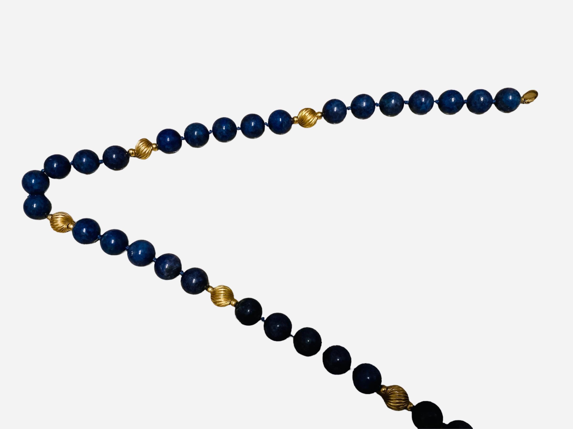 Lapis Lazuli And Gold Beads Necklace  For Sale 8