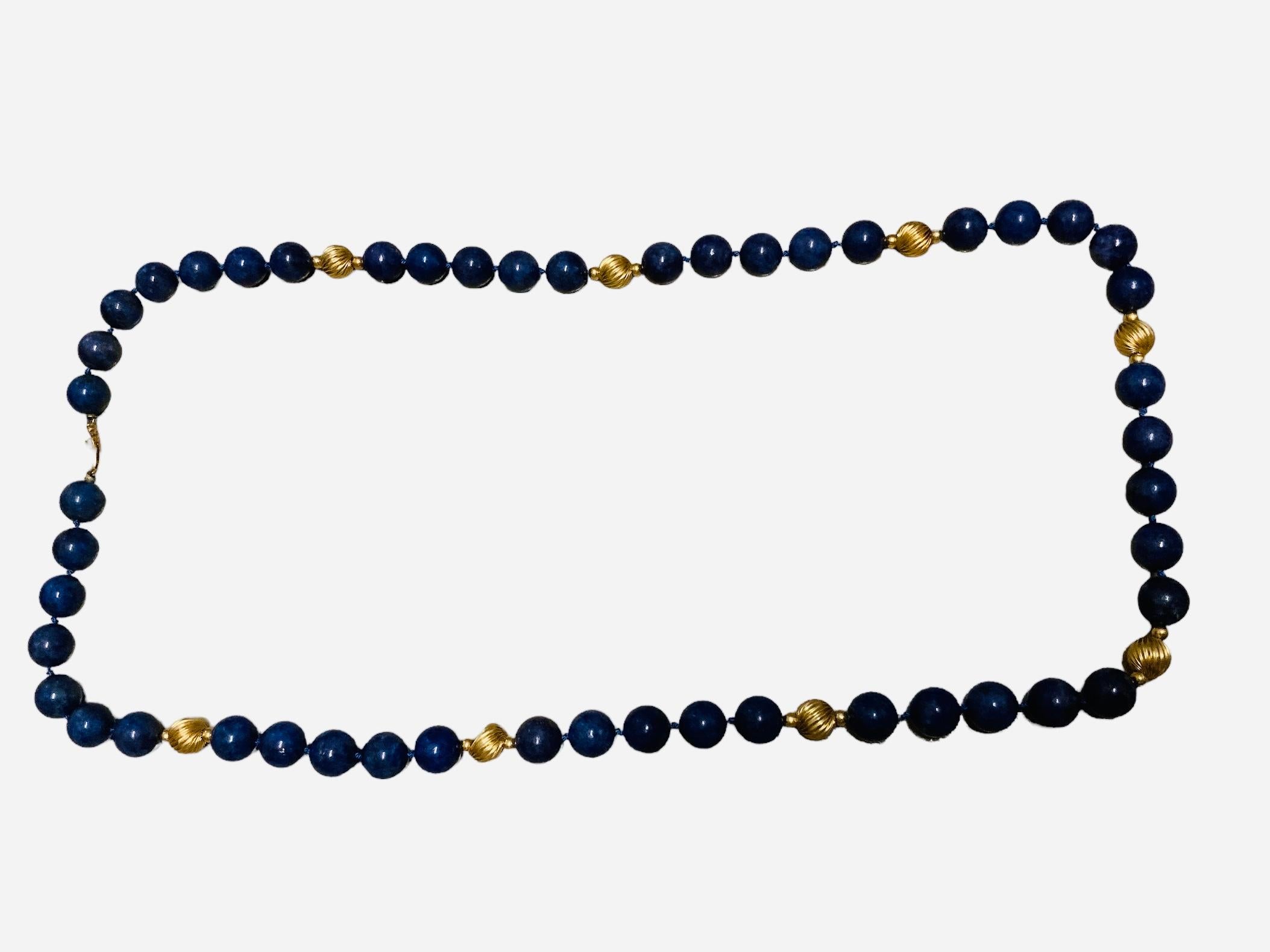 Lapis Lazuli And Gold Beads Necklace  For Sale 9