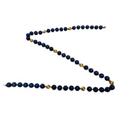 Lapis Lazuli And Gold Beads Necklace