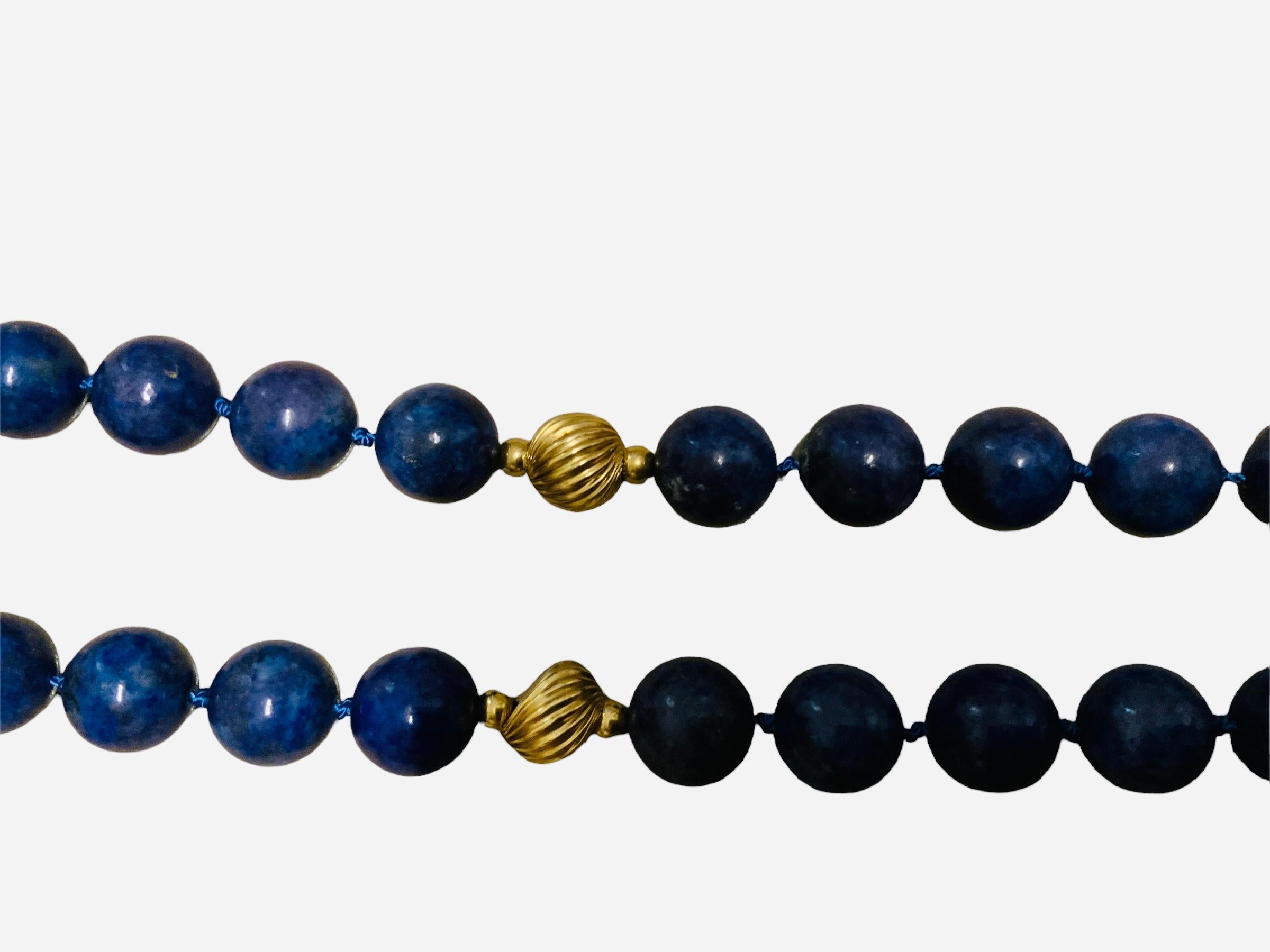 Women's Lapis Lazuli And Gold Beads Necklace  For Sale