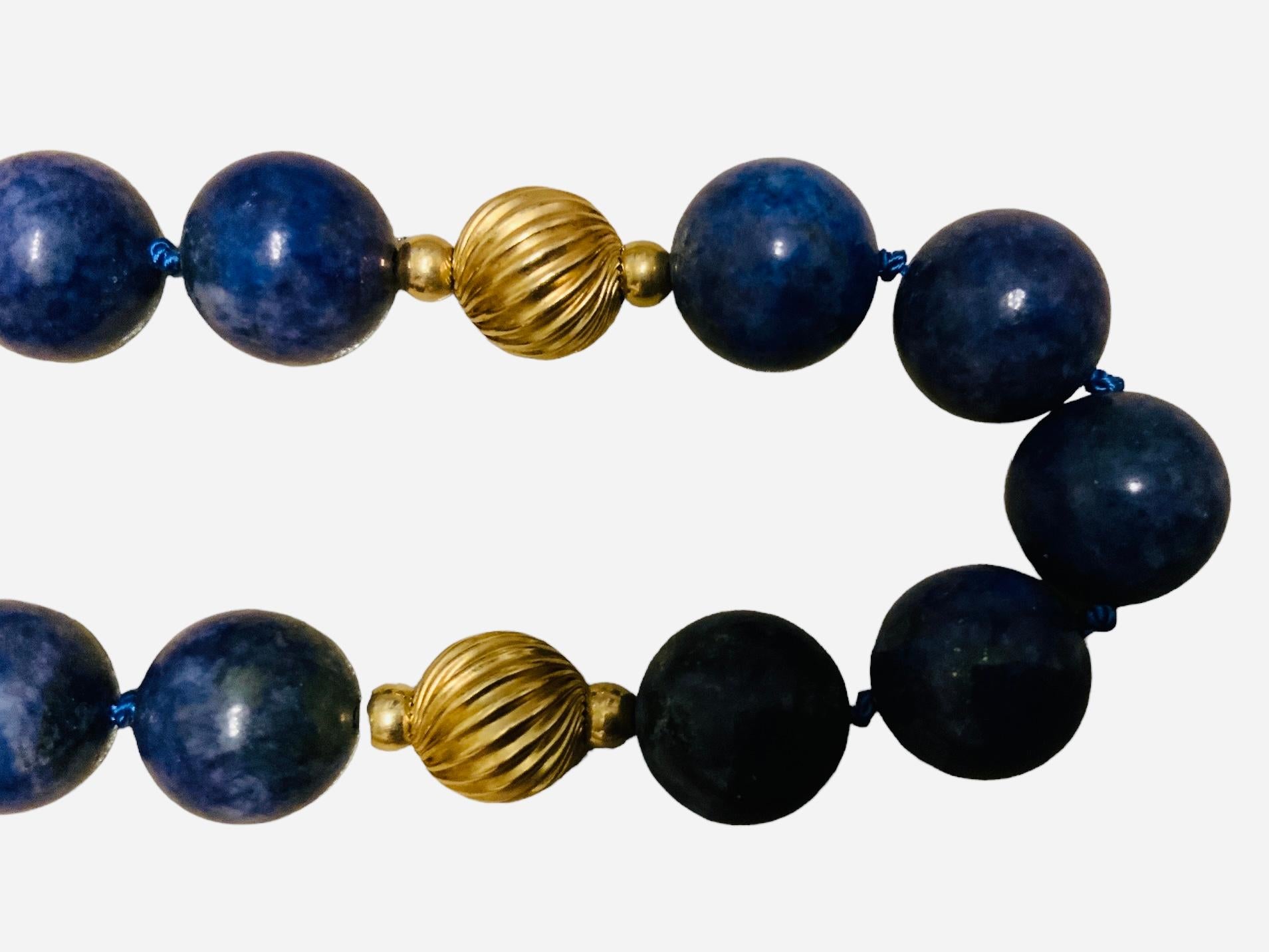 Lapis Lazuli And Gold Beads Necklace  For Sale 1