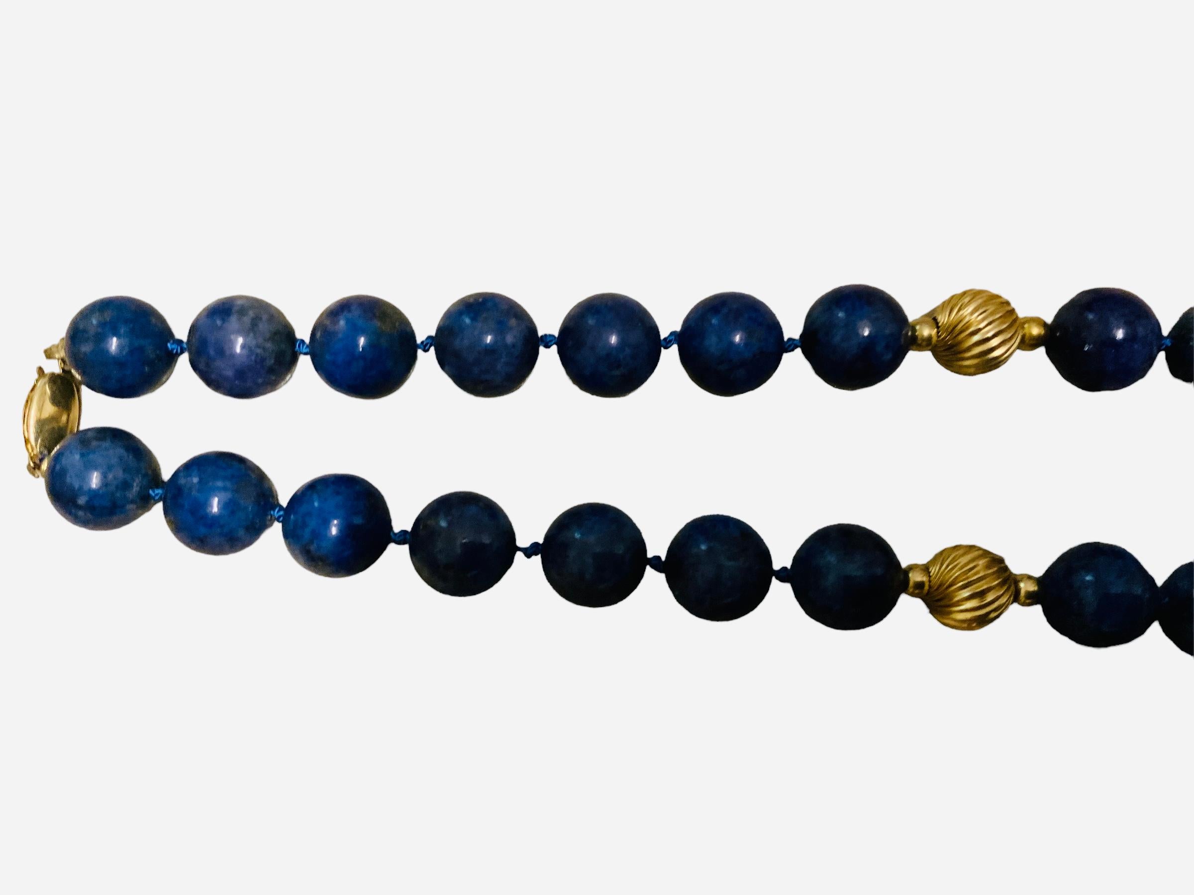 Lapis Lazuli And Gold Beads Necklace  For Sale 2