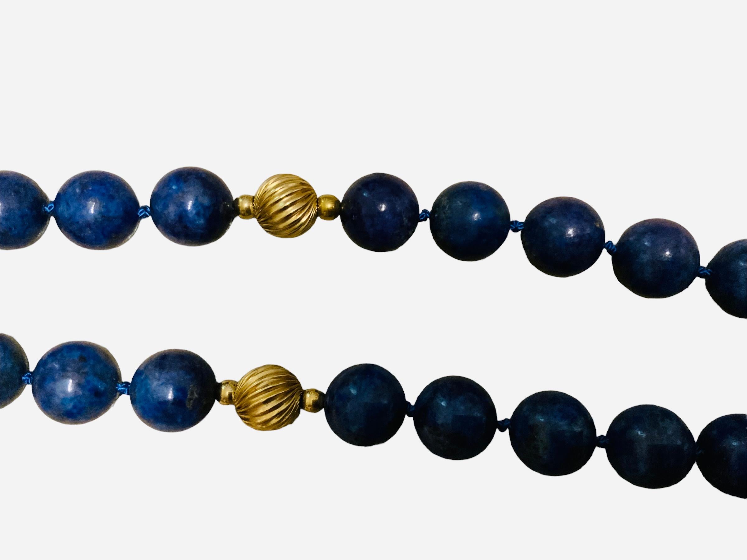 Lapis Lazuli And Gold Beads Necklace  For Sale 3