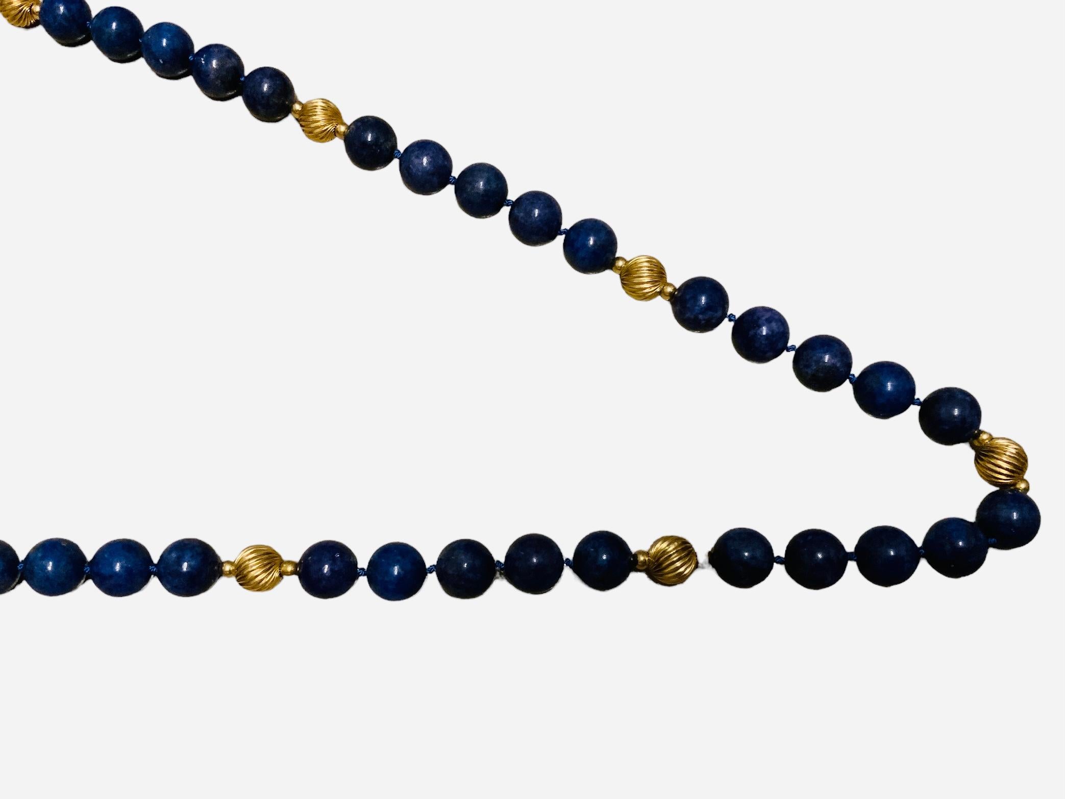 Lapis Lazuli And Gold Beads Necklace  For Sale 4