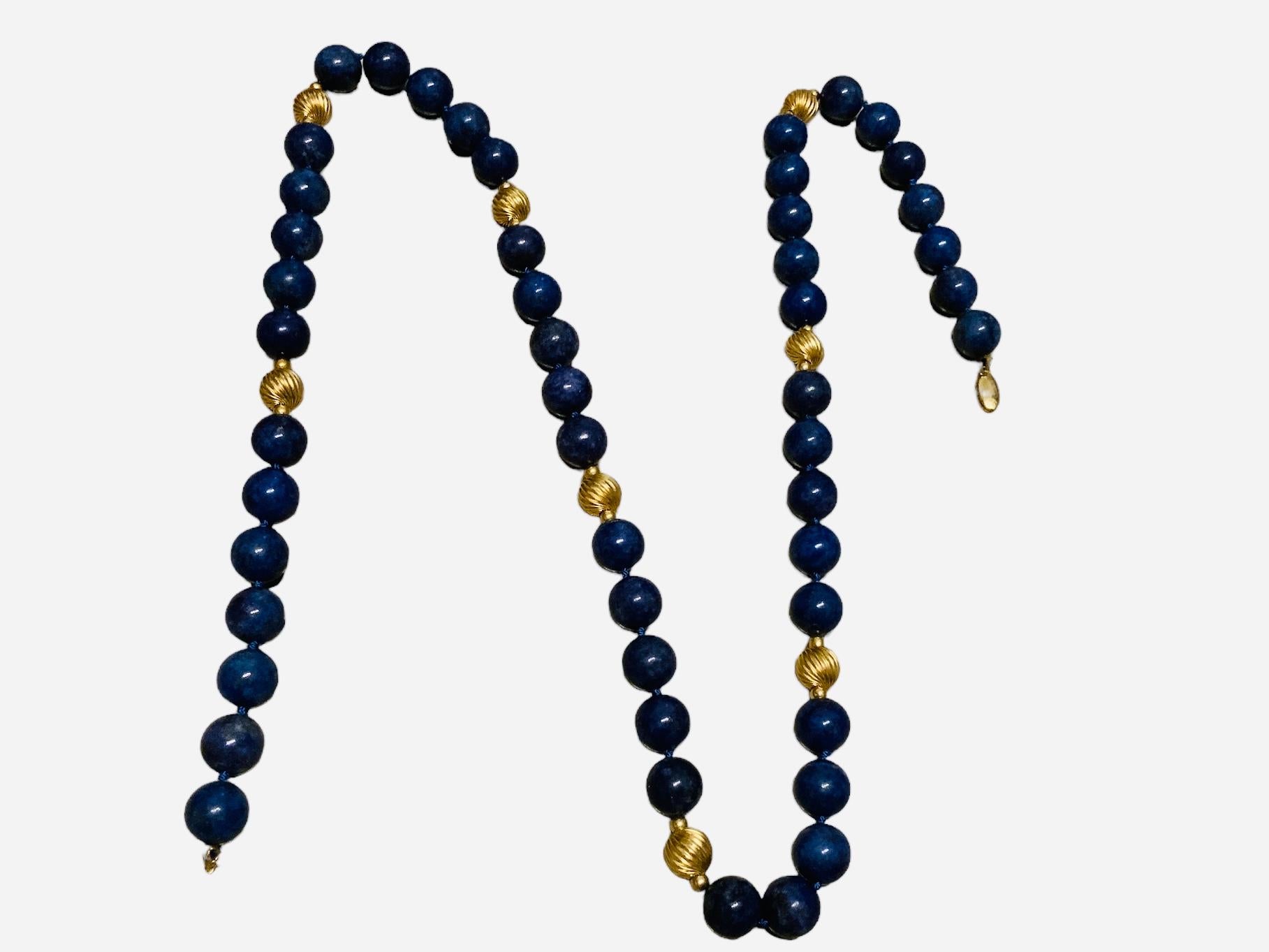 Lapis Lazuli And Gold Beads Necklace  For Sale 5