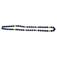 Used Lapis Lazuli And Gold Beads Necklace 