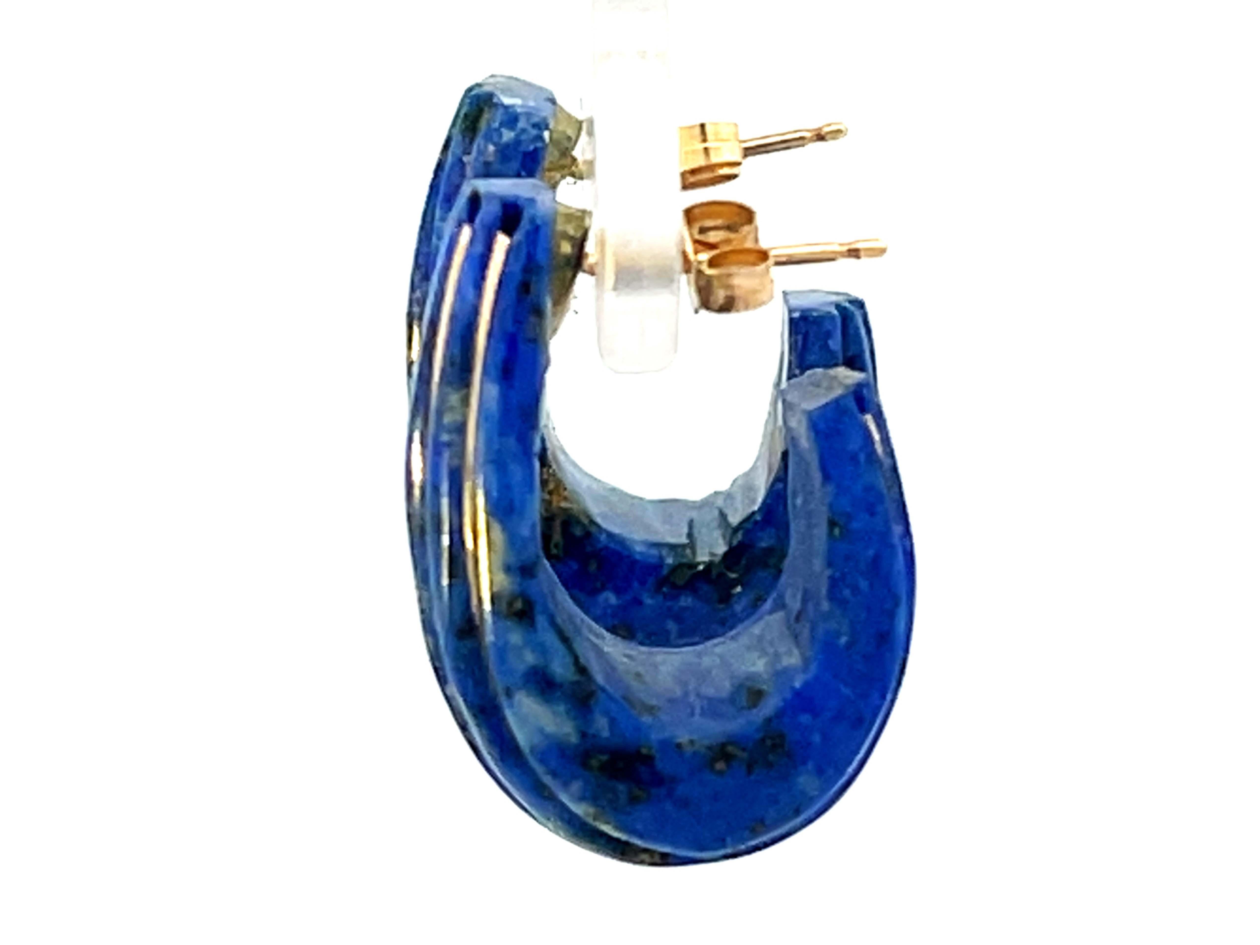 Women's Lapis Lazuli and Gold Hoop Earrings