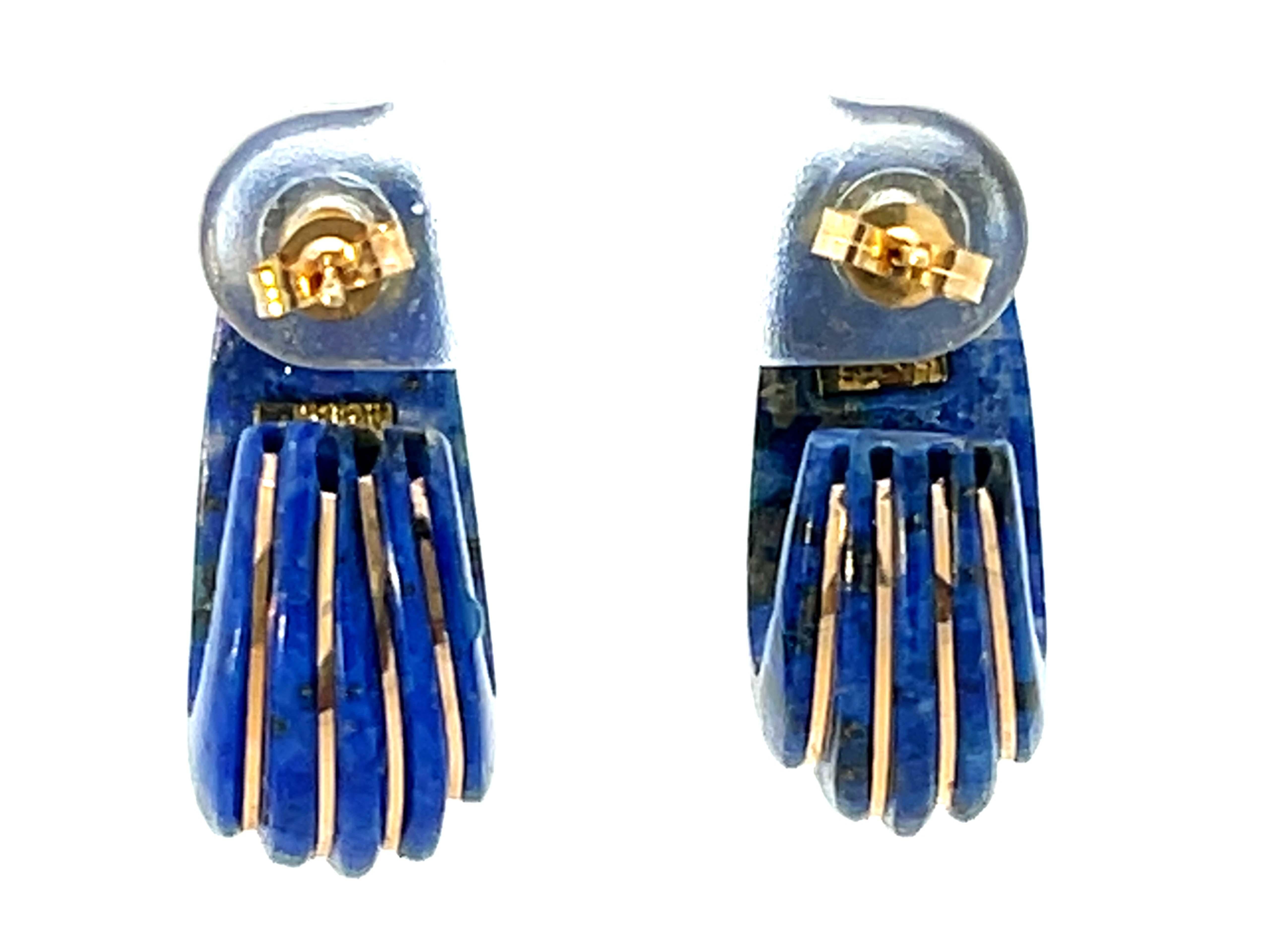 Lapis Lazuli and Gold Hoop Earrings 1