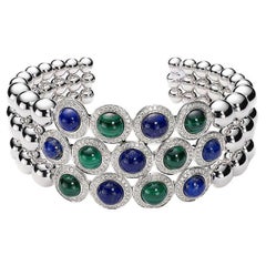 Bracelet jonc lapis-lazuli, malachite et diamants