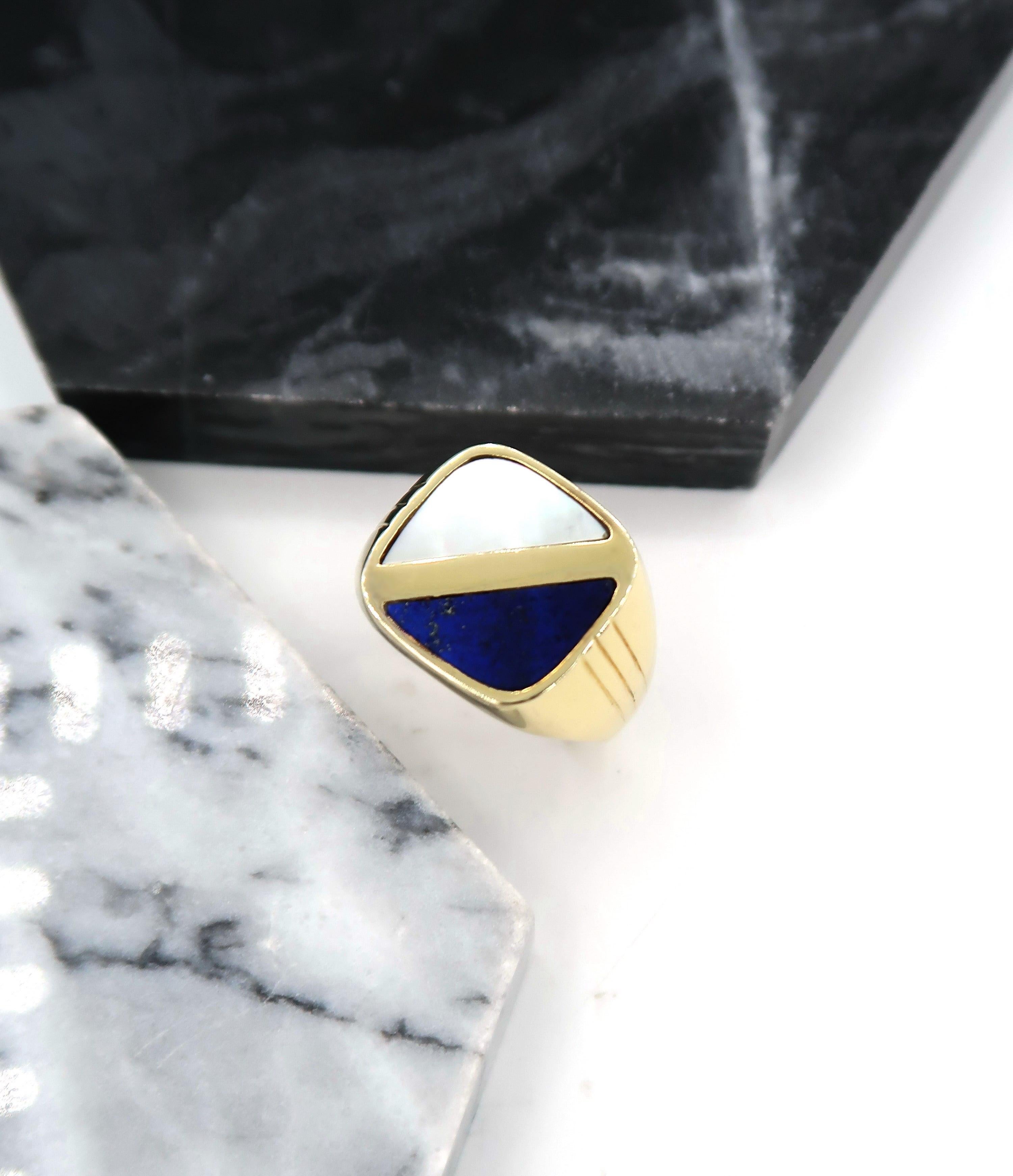 mens pearl ring gold