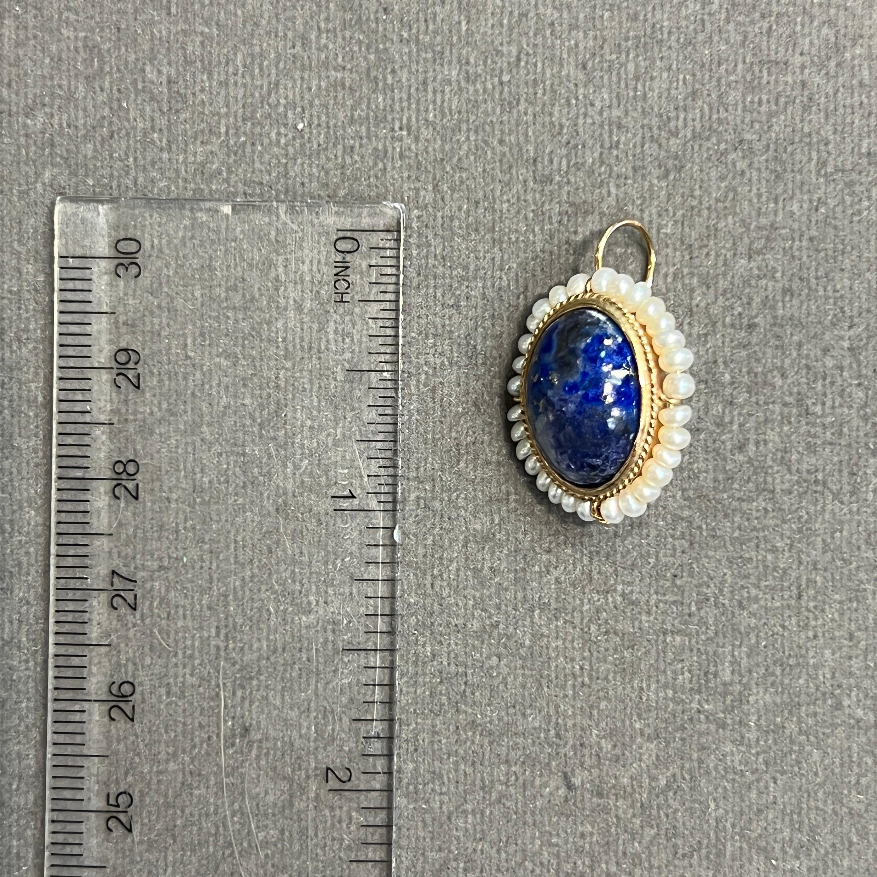 Taille mixte Boucles d'oreilles en lapis-lazuli et perles en vente
