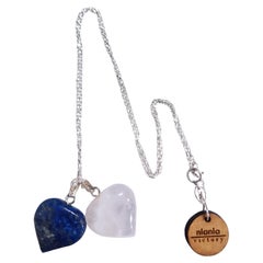 Lapis Lazuli and Rose Quartz Sterling Silver Hearts Necklace  by nlanlaVictory