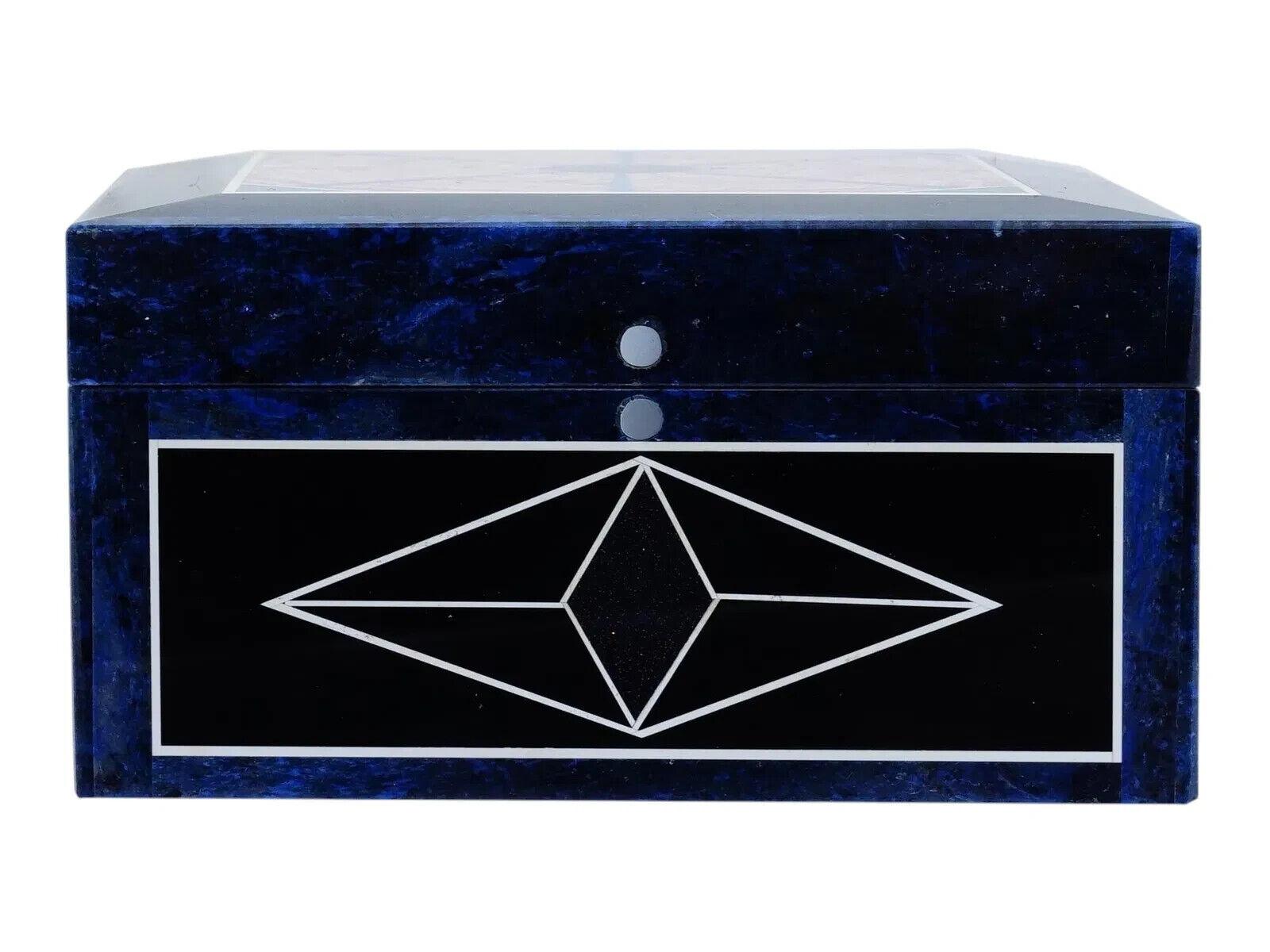 Unknown Lapis Lazuli And Semi Precious Stone Intarsia Box For Sale