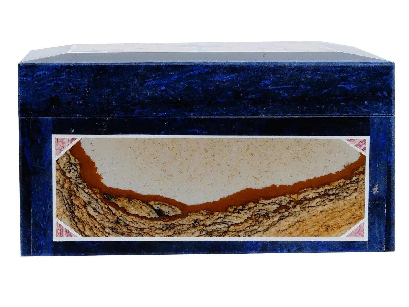 Lapis Lazuli And Semi Precious Stone Intarsia Box For Sale 1