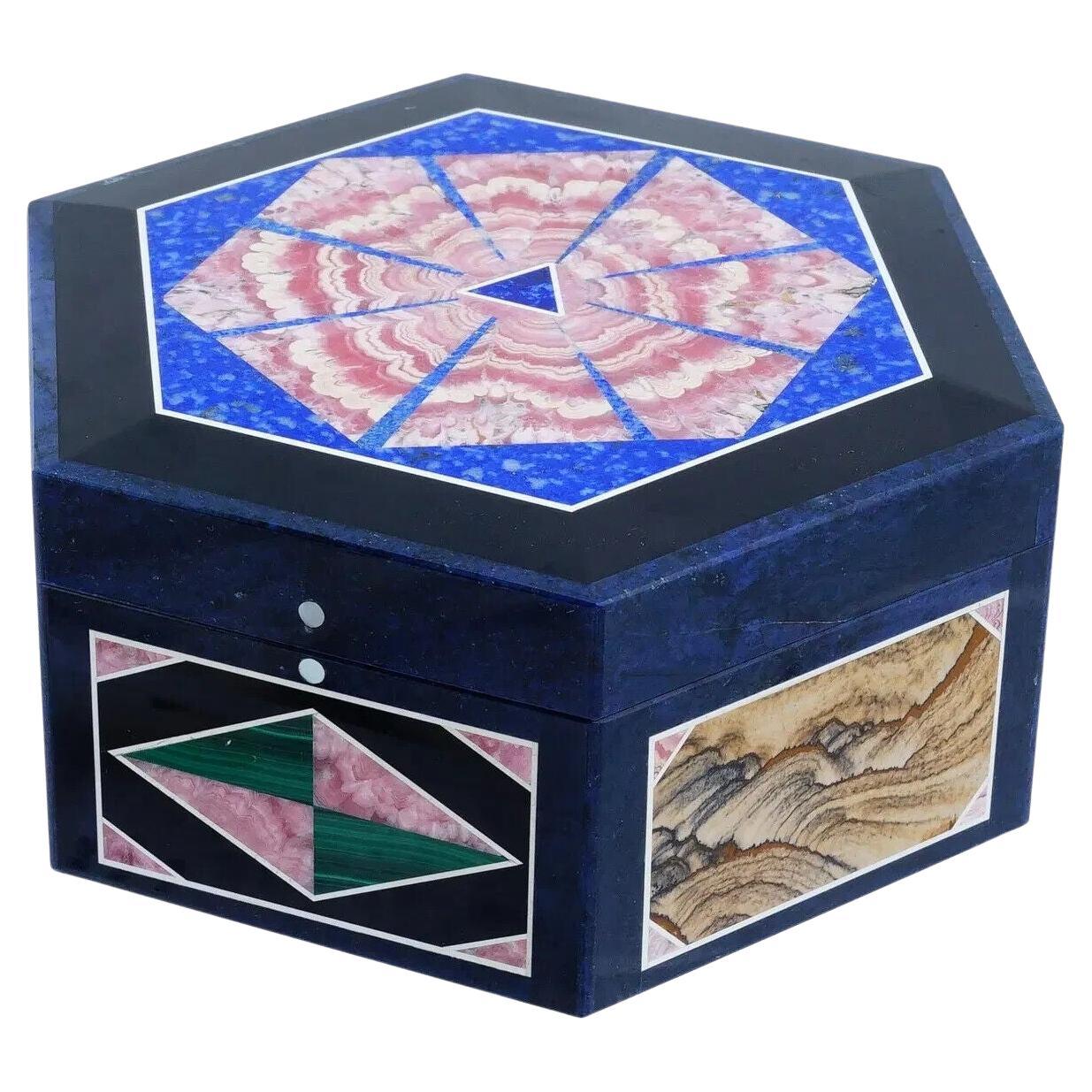 Caja de intarsia de lapislázuli y piedras semipreciosas