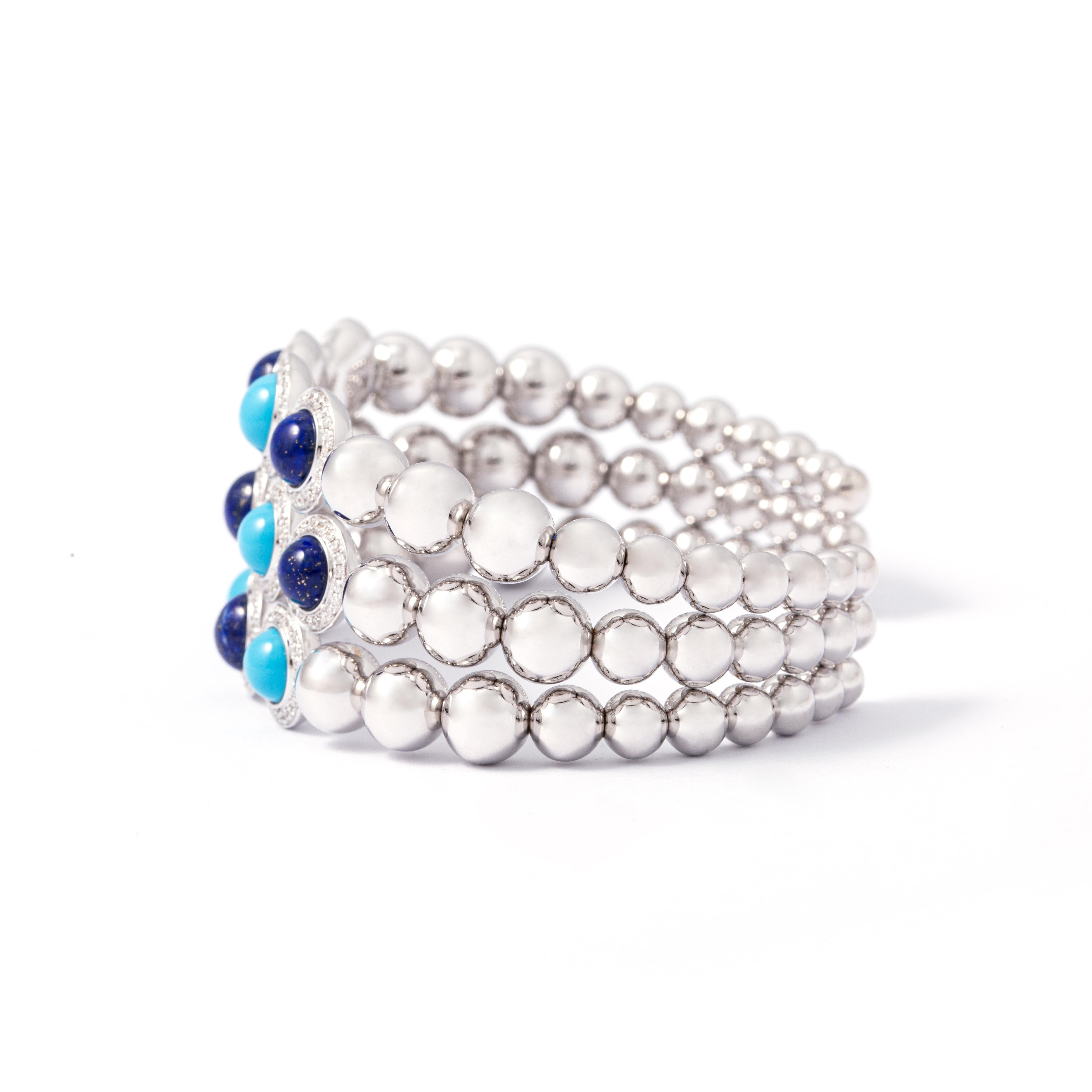Bracciale con diamanti in lapislazzuli e turchese In condizioni Nuovo in vendita a Geneva, CH