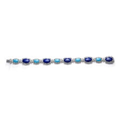 Bracelet en lapis-lazuli et diamants turquoise