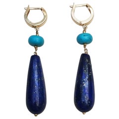 Marina J Lapis Lazuli and Turquoise Earrings with 14K Yellow Gold