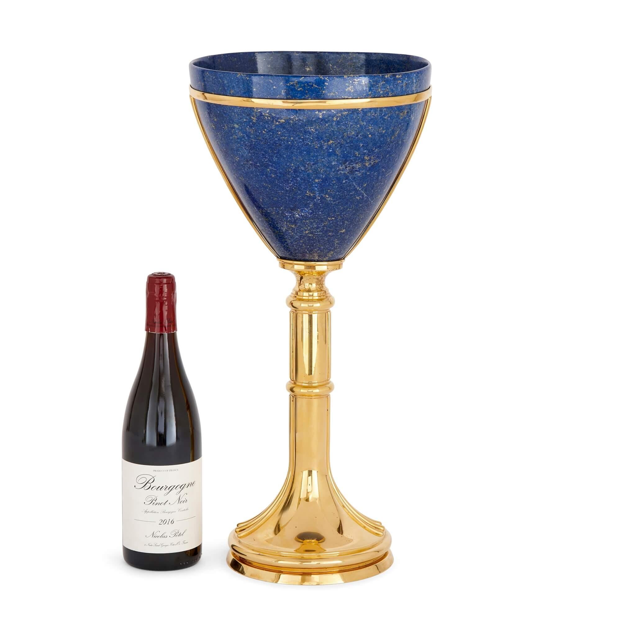 Lapis Lazuli and Vermeil Vase Attributed to Asprey In Good Condition For Sale In London, GB