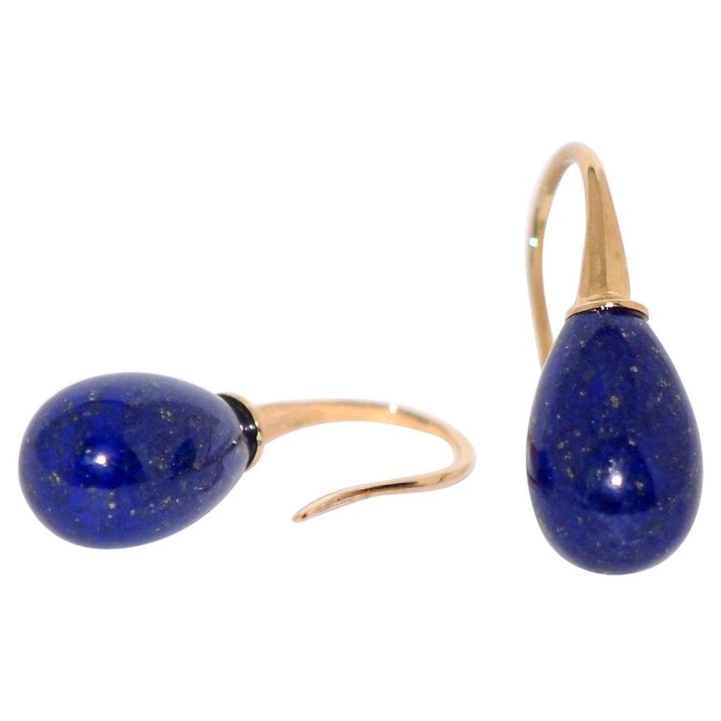 Lapislazuli und Gelbgold 18 Karat Tropfenohrringe