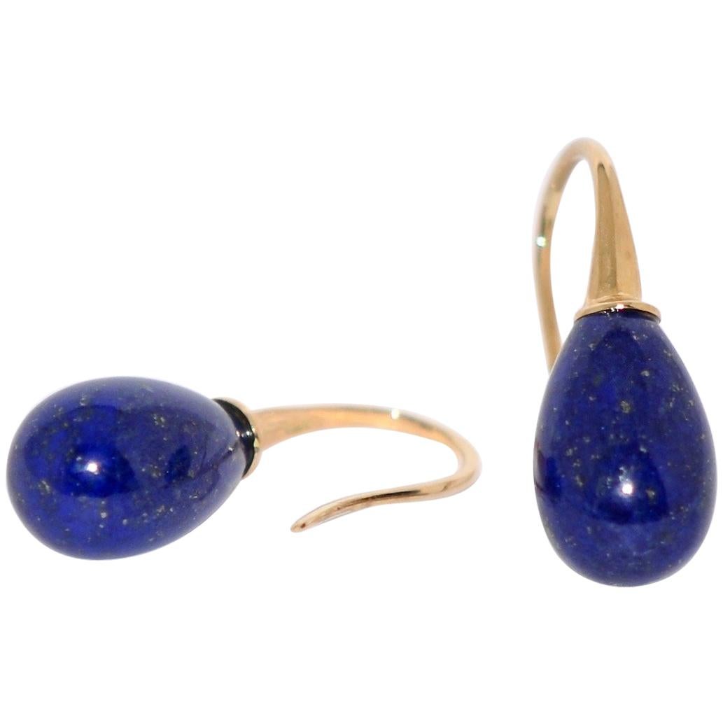 Lapis Lazuli and Yellow Gold 18 Karat Drop Earrings