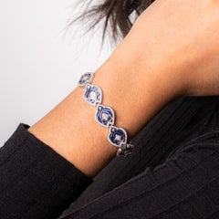 Lapis Lazuli Ans Diamond White Gold Bracelet