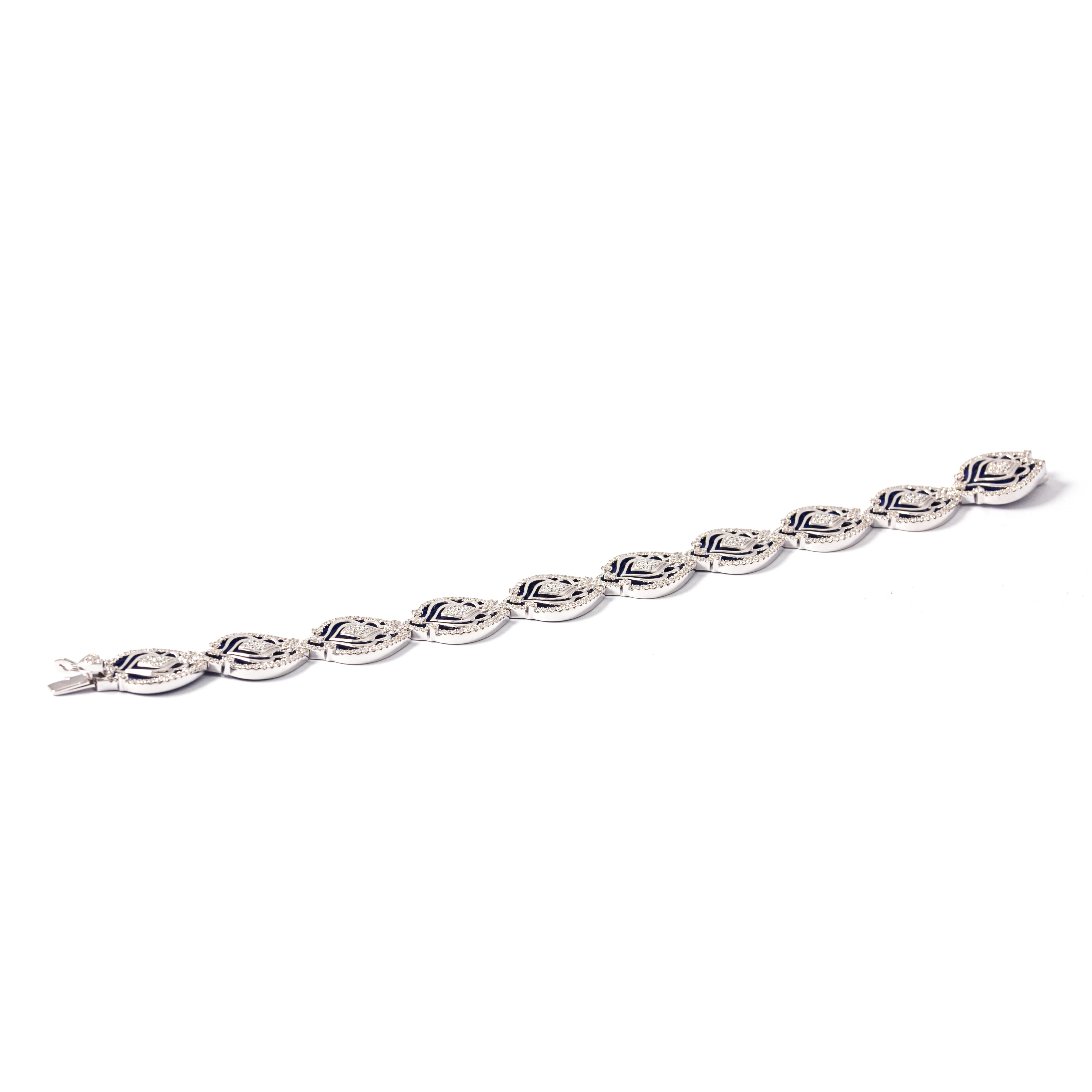 Bracciale in Lapislazzuli e Diamanti in Oro Bianco In condizioni Nuovo in vendita a Geneva, CH