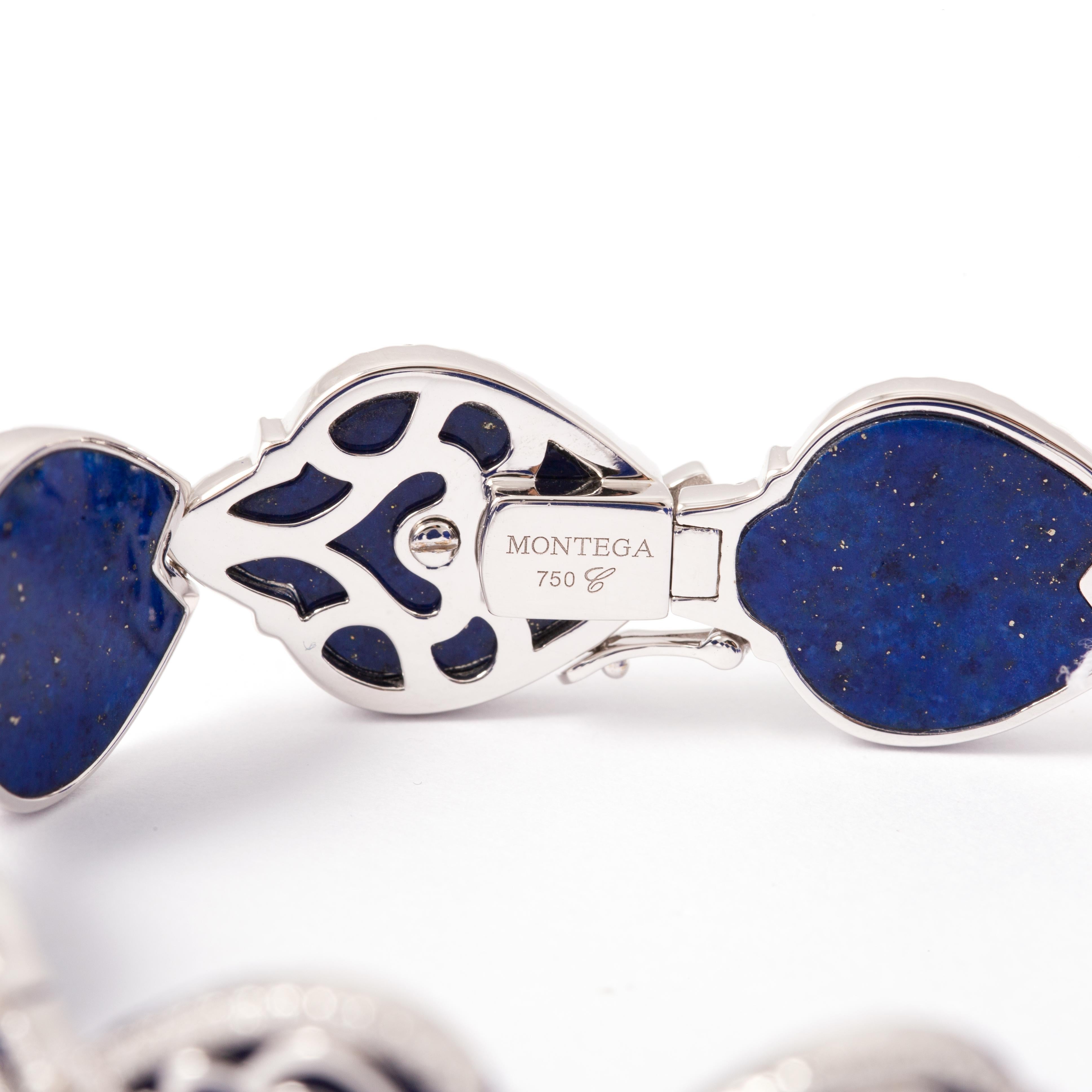 Lapis Lazuli Ans Diamond White Gold Bracelet For Sale 2