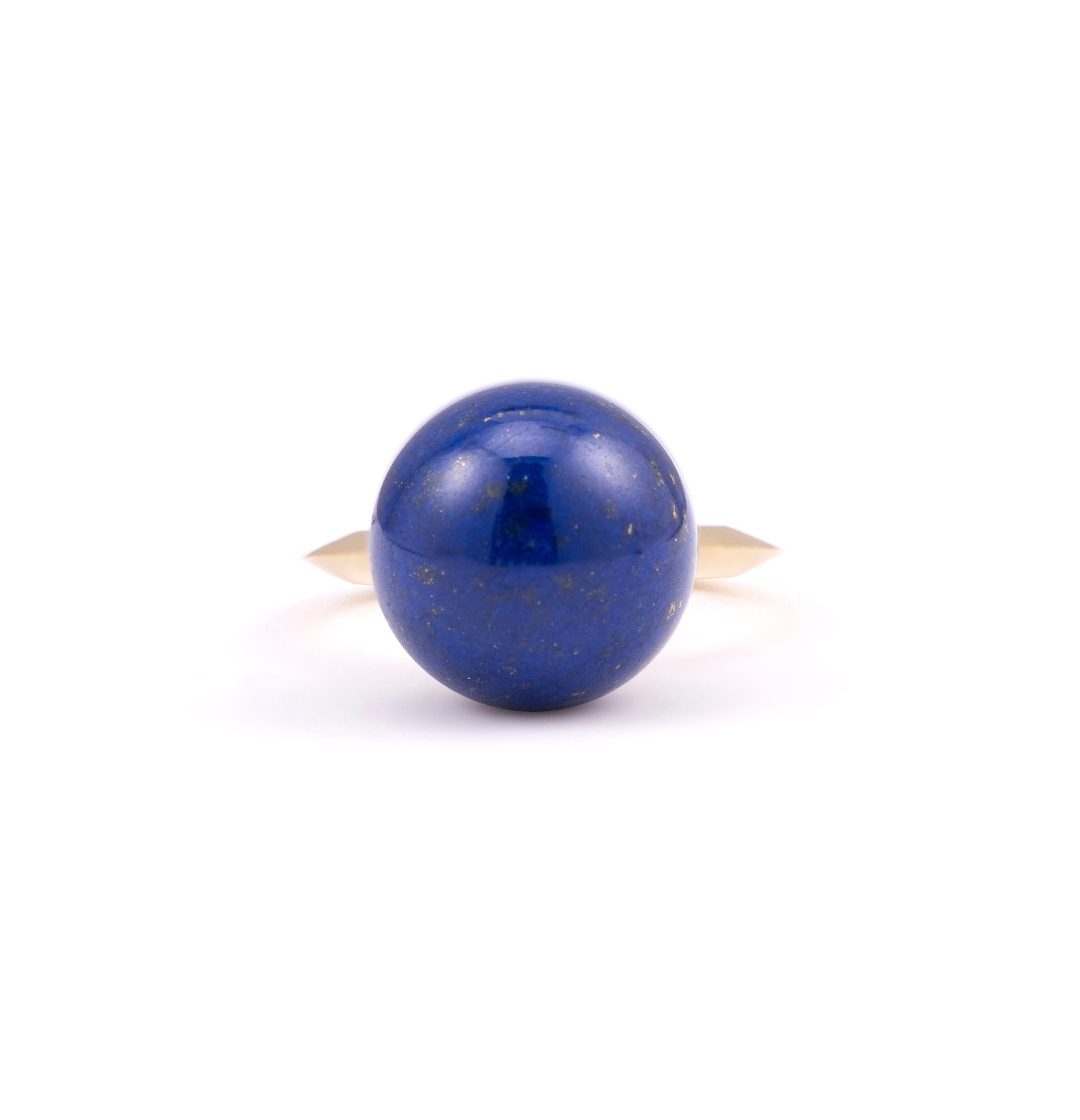 Artist Sylva & Cie Lapis Lazuli Ball Ring with 18k Yellow Gold  For Sale
